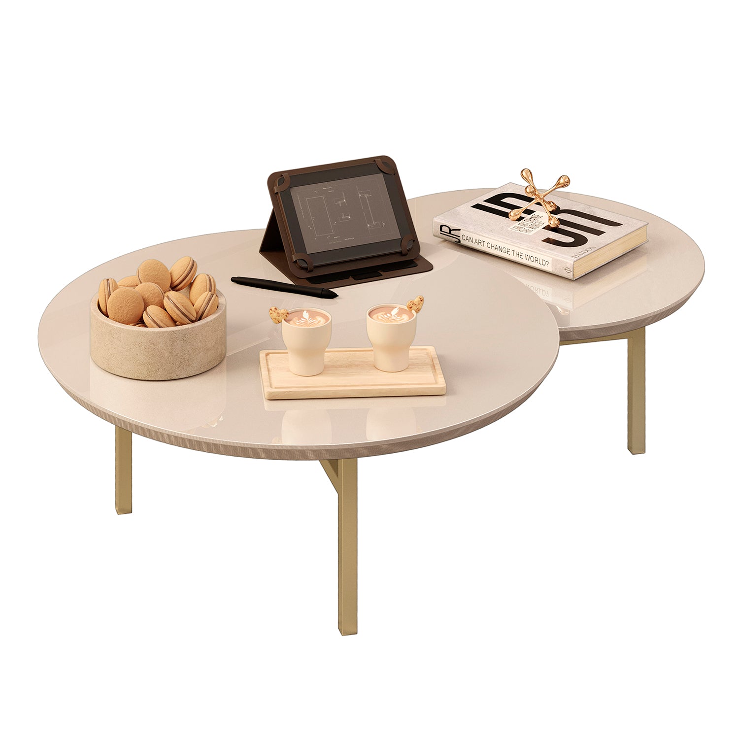 Mesa De Centro Charlot Off White, Dorado