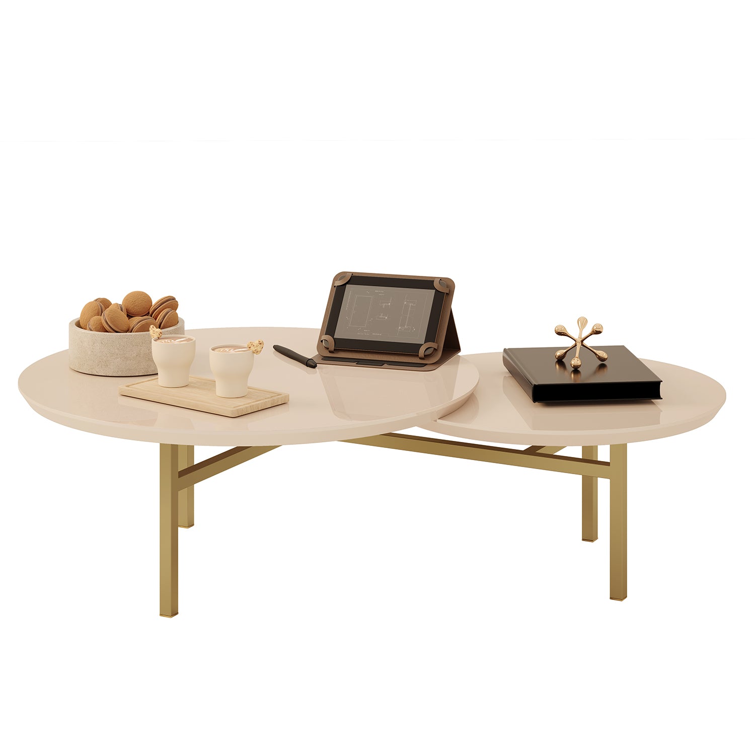 Mesa De Centro Charlot Off White, Dorado