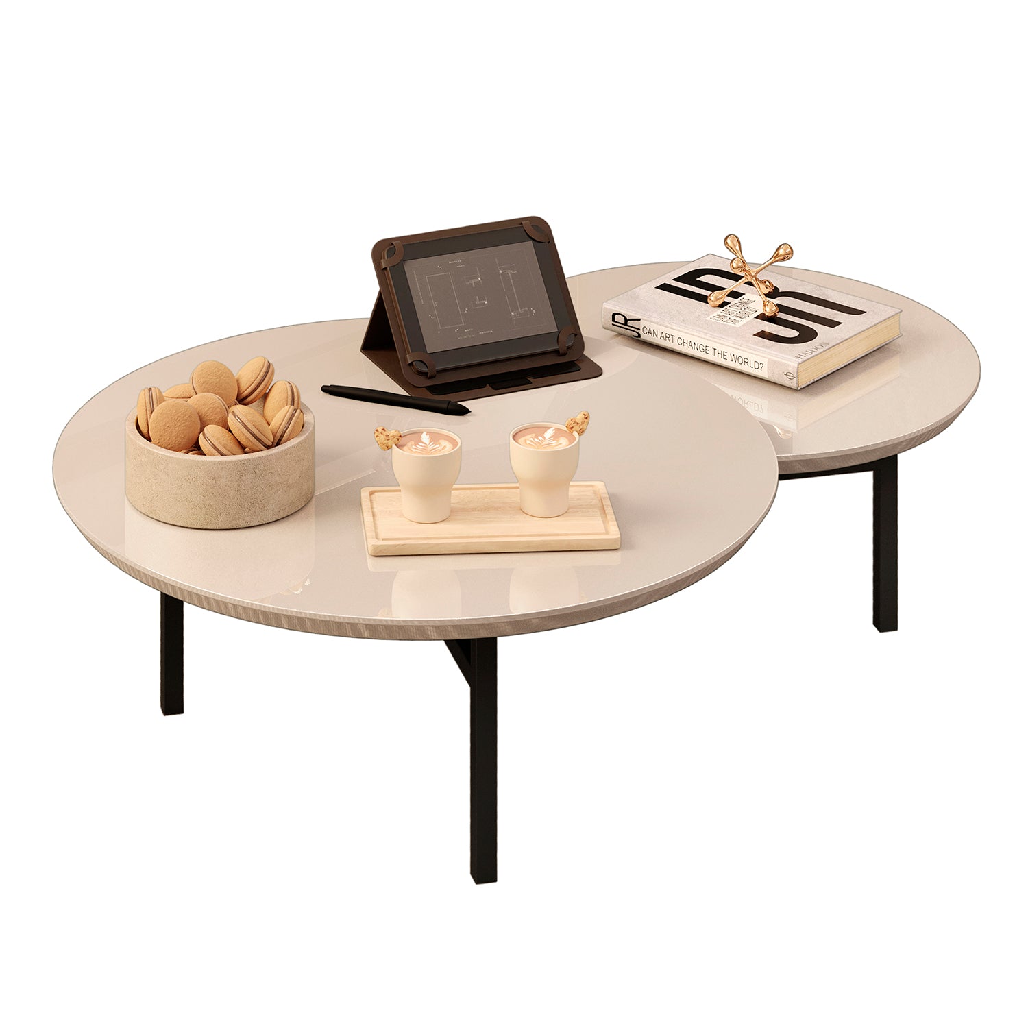 Mesa De Centro Charlot Off White, Negro