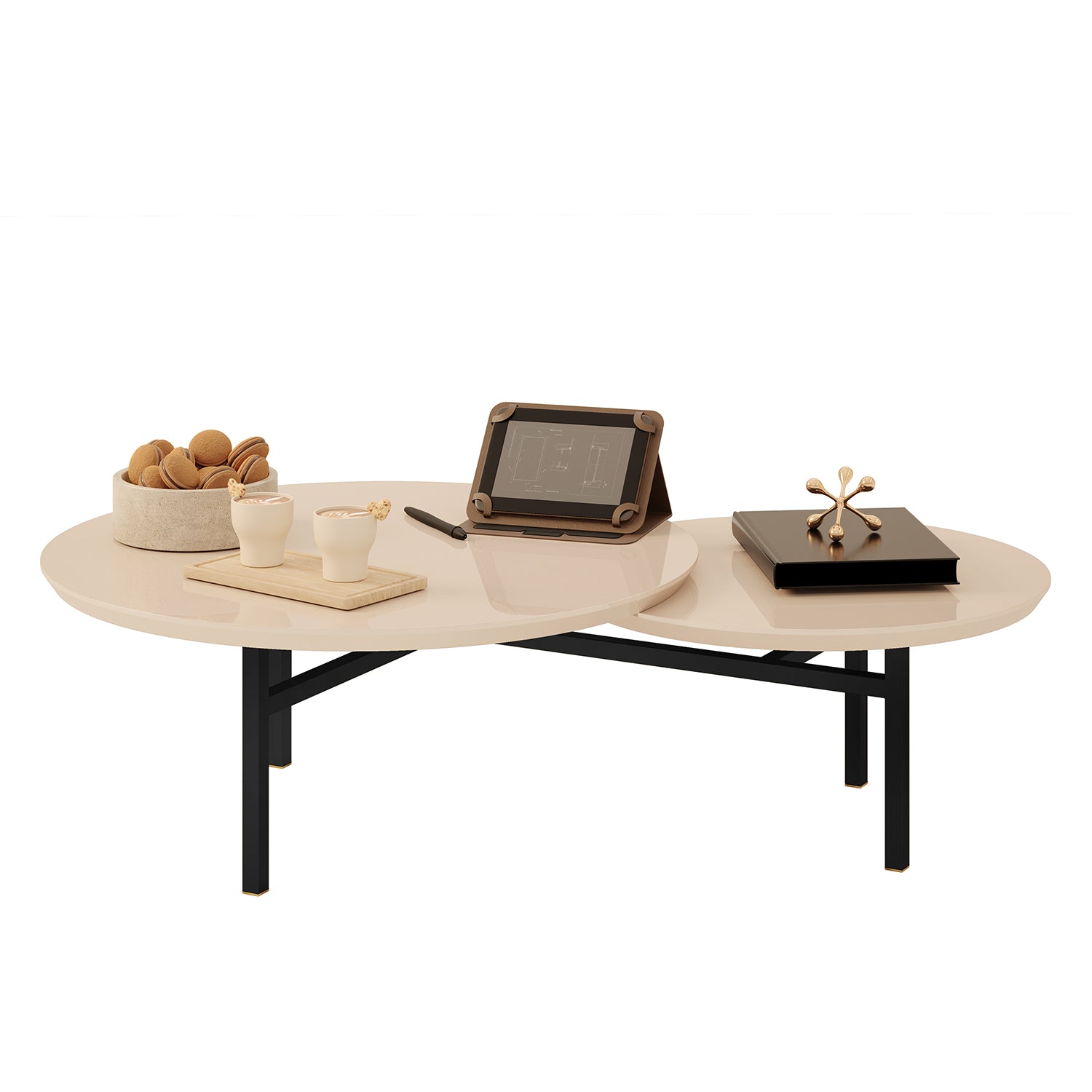 Mesa De Centro Charlot Off White, Negro