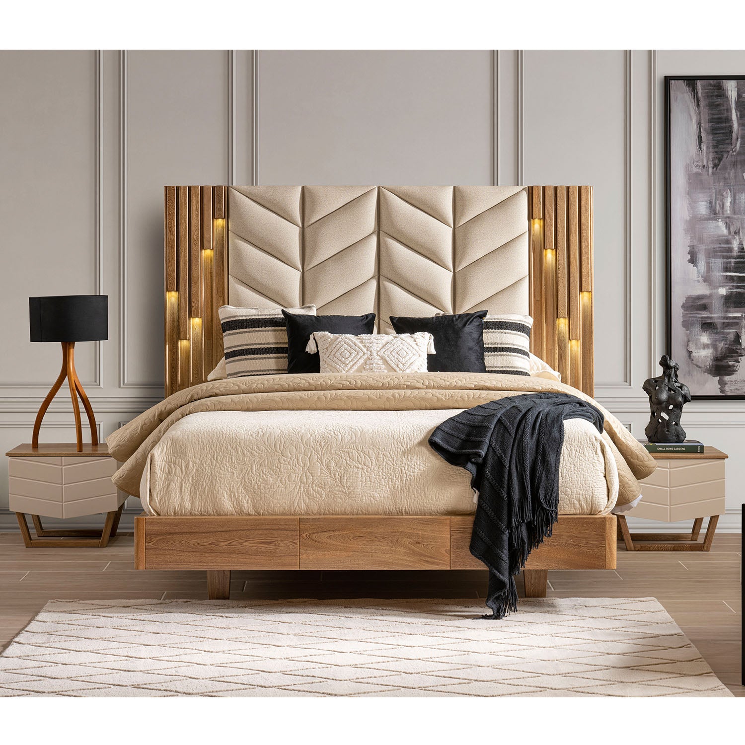 Alcoba Queen Italica Eurolino Beige, Natural