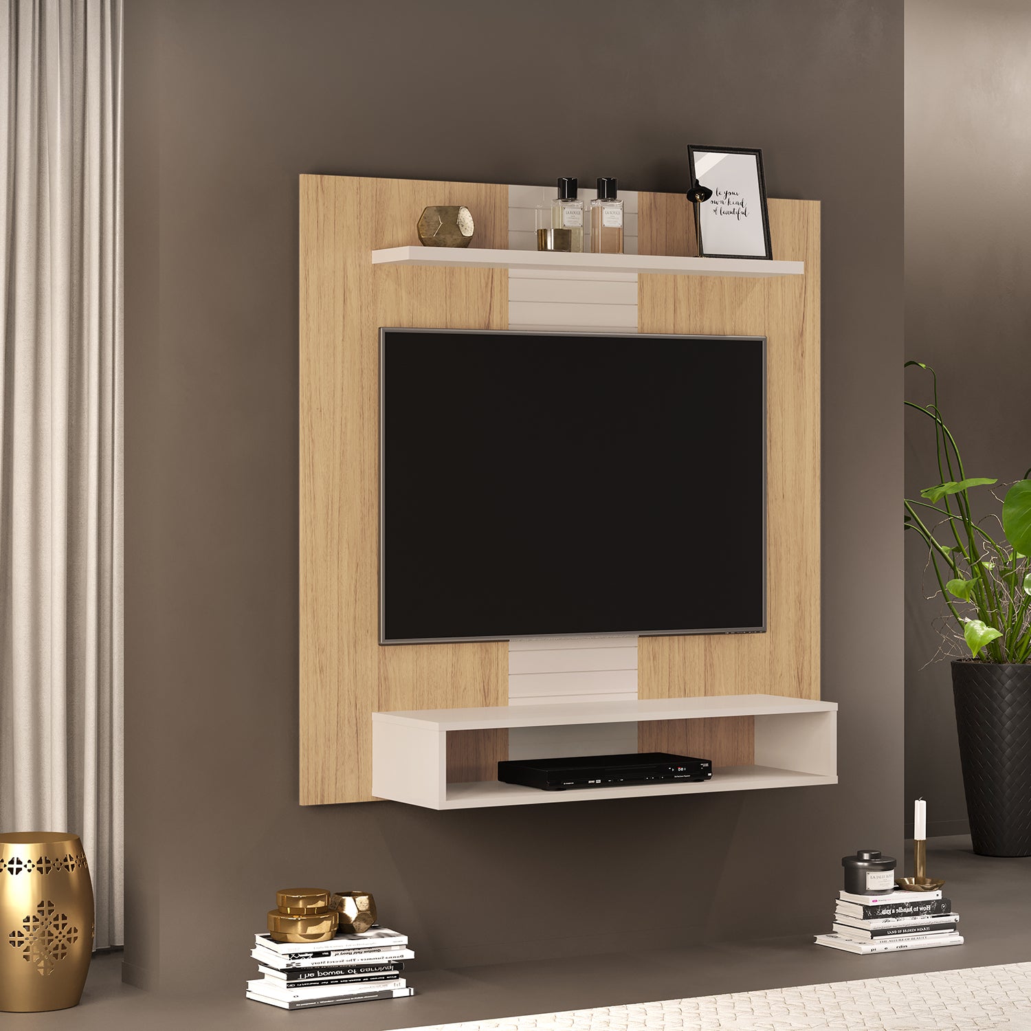 Panel de Tv Nixi Natural, Off White 120X120