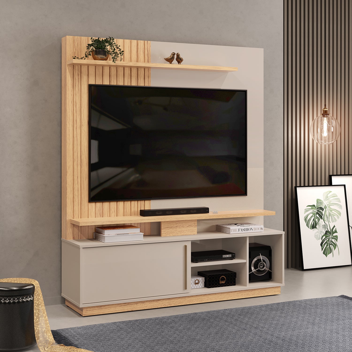 Centro de Entretenimiento Sari 150X179 Natural, Off white