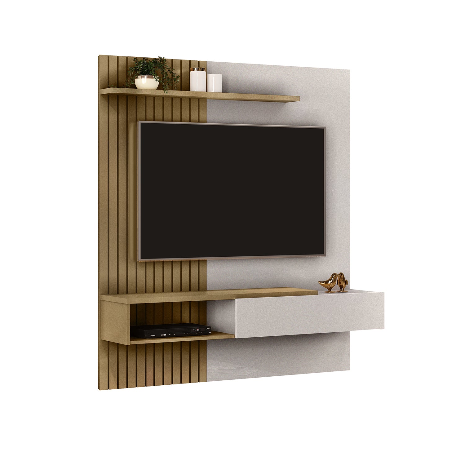 Panel de Tv Sari Blanco Perla, Champaña 150X164