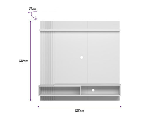 Panel De Tv Pier Off White, Natural 133X132X31