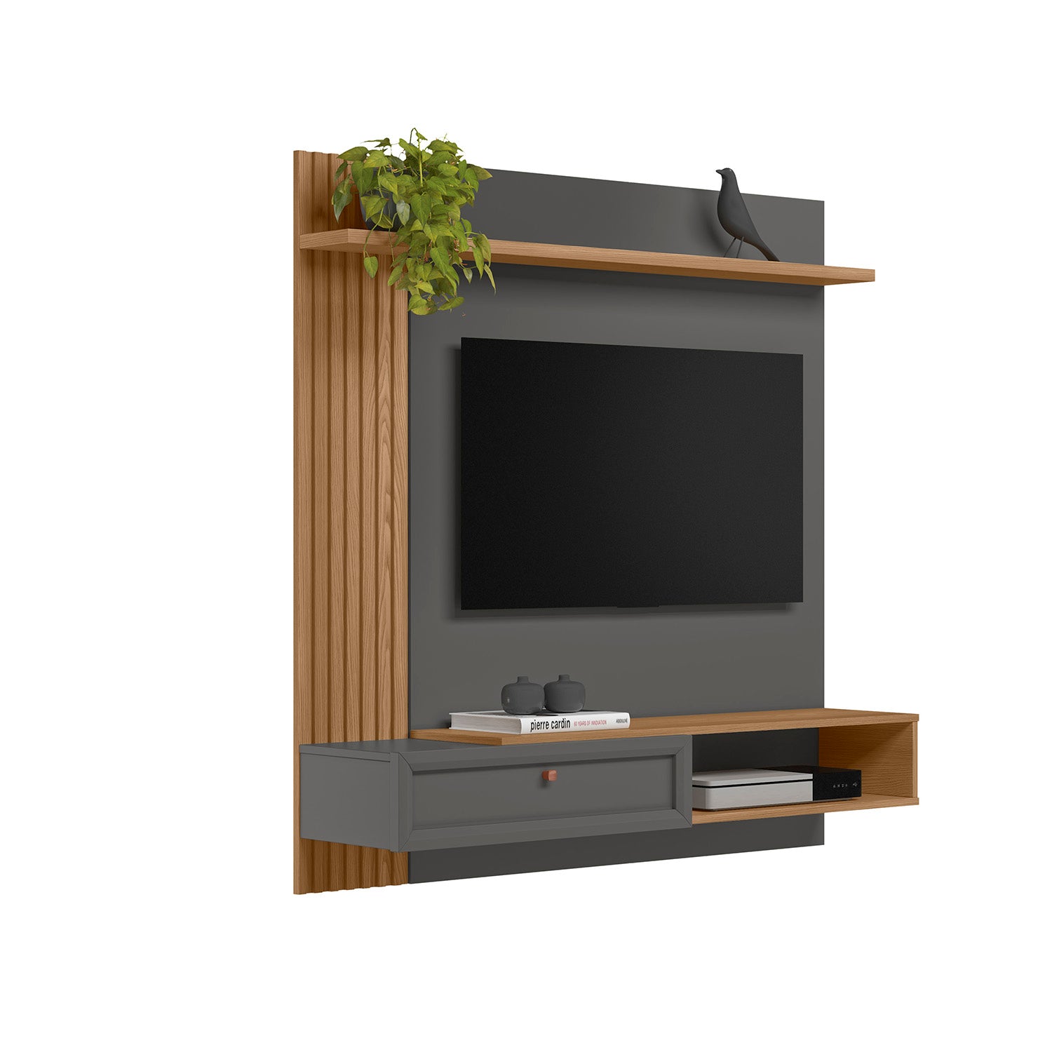 Panel Tv Pier Almendra, Plomo 133X132X31