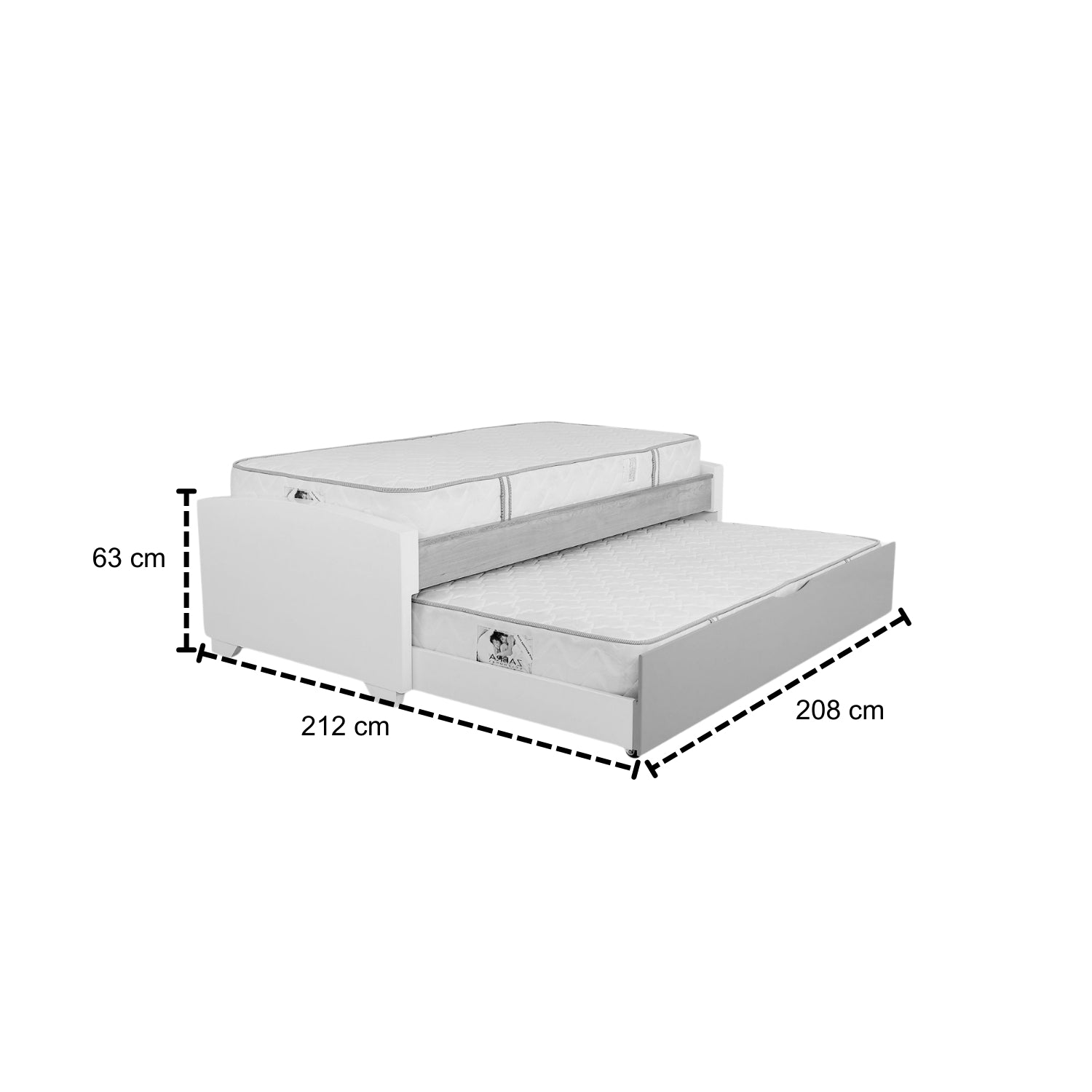 Cama Nido 1.00 Emma Blanco, Natural Y Gris*