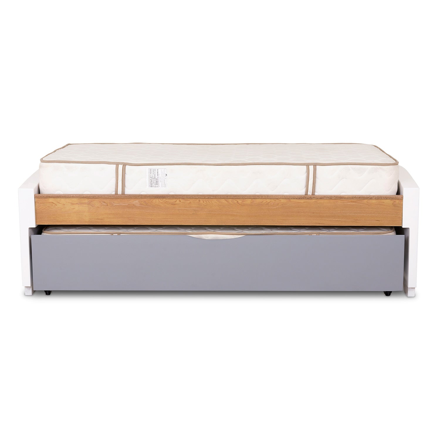 Cama Nido Semi Doble Emma Blanco, Natural Y Gris*