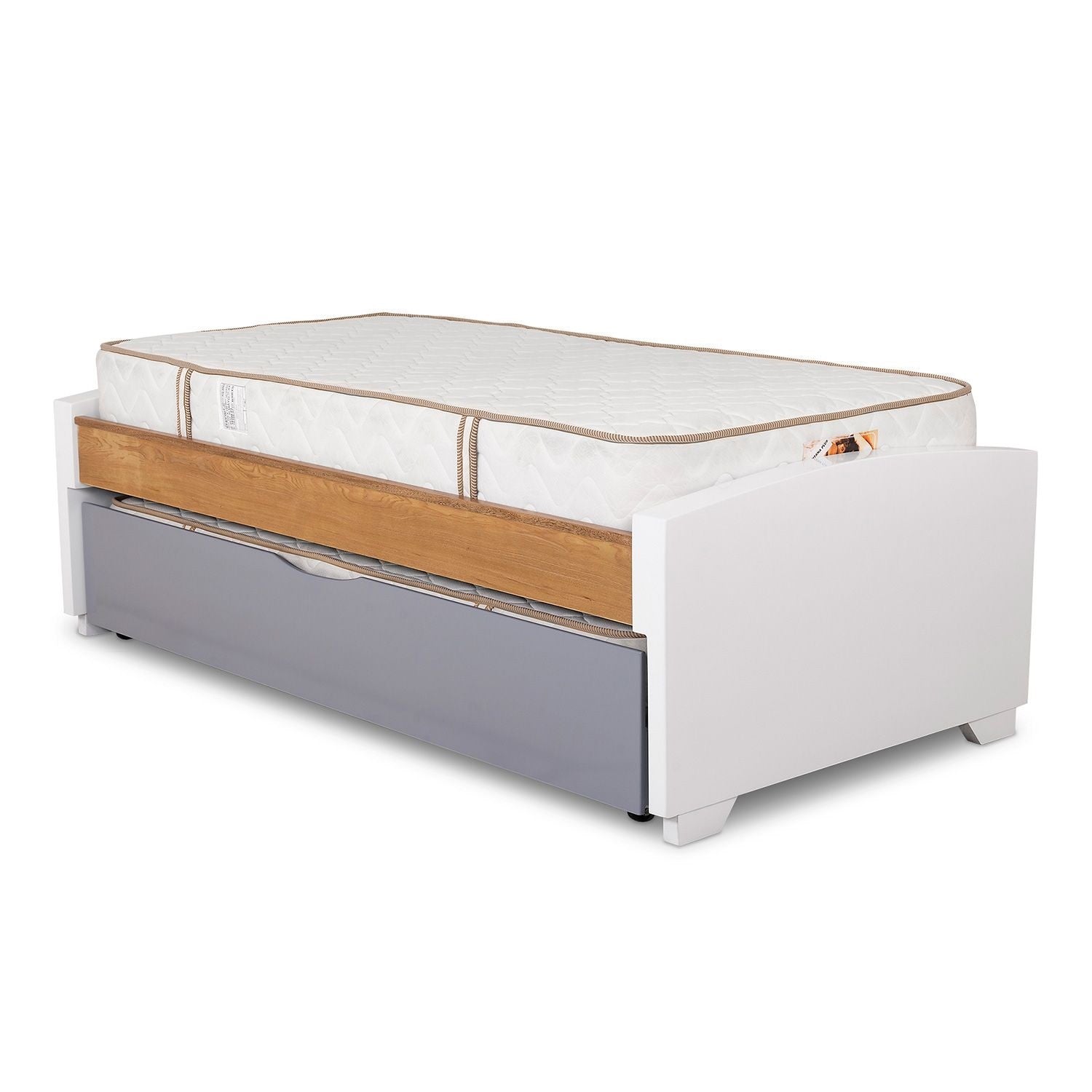 Cama Nido Semi Doble Emma Blanco, Natural Y Gris*