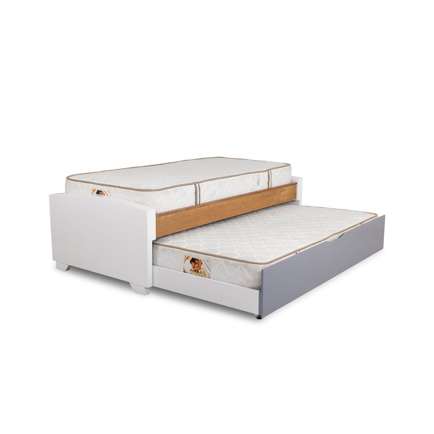 Cama Nido Semi Doble Emma Blanco, Natural Y Gris*