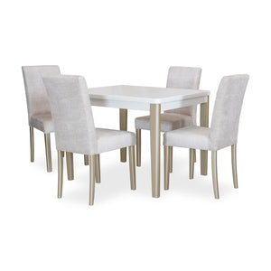 Comedor 4 Puestos Line Velvet Azafran Crudo, Champaña Premium