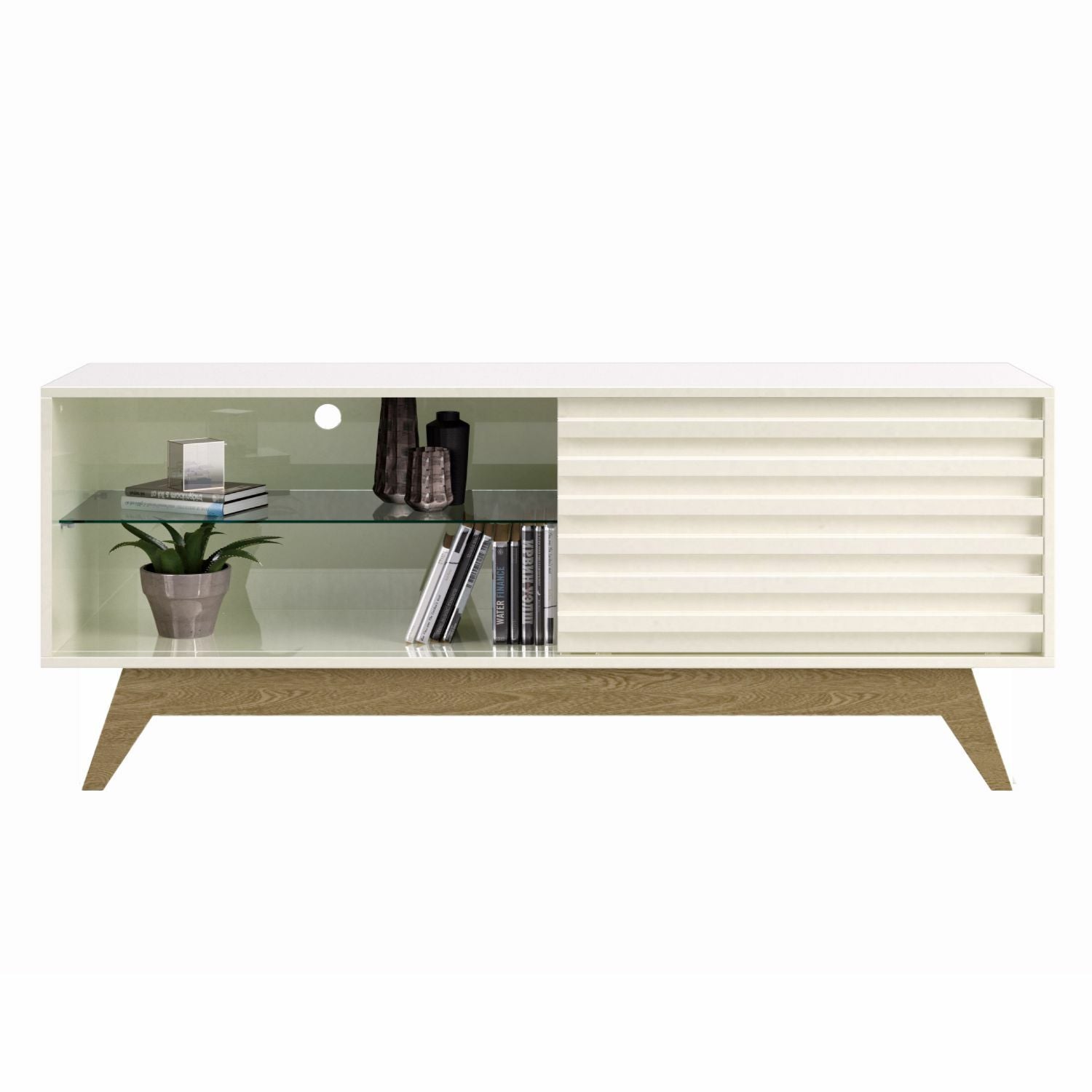Mesa De Tv Deck Off White, Natural 140X57
