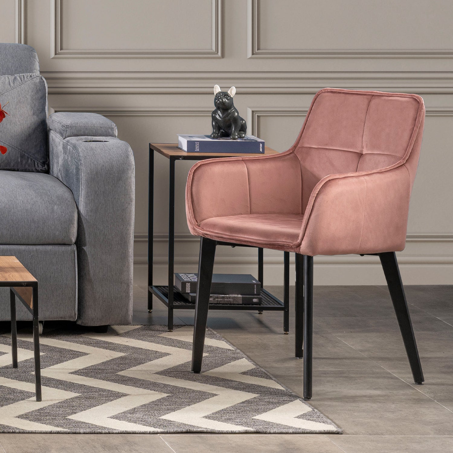 Silla De Comedor Kyoto Velvet Coral, Negro