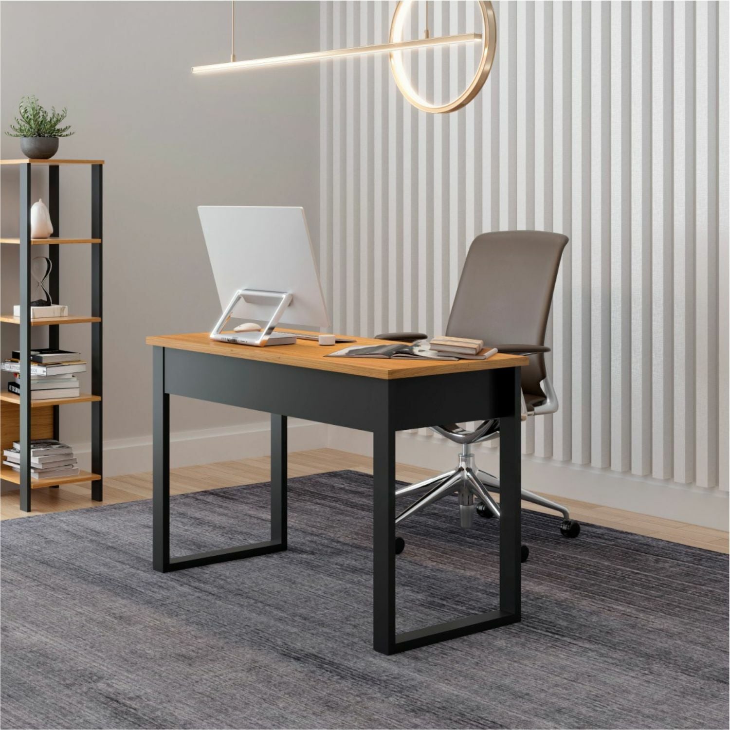 Escritorio Cox Natural, Negro