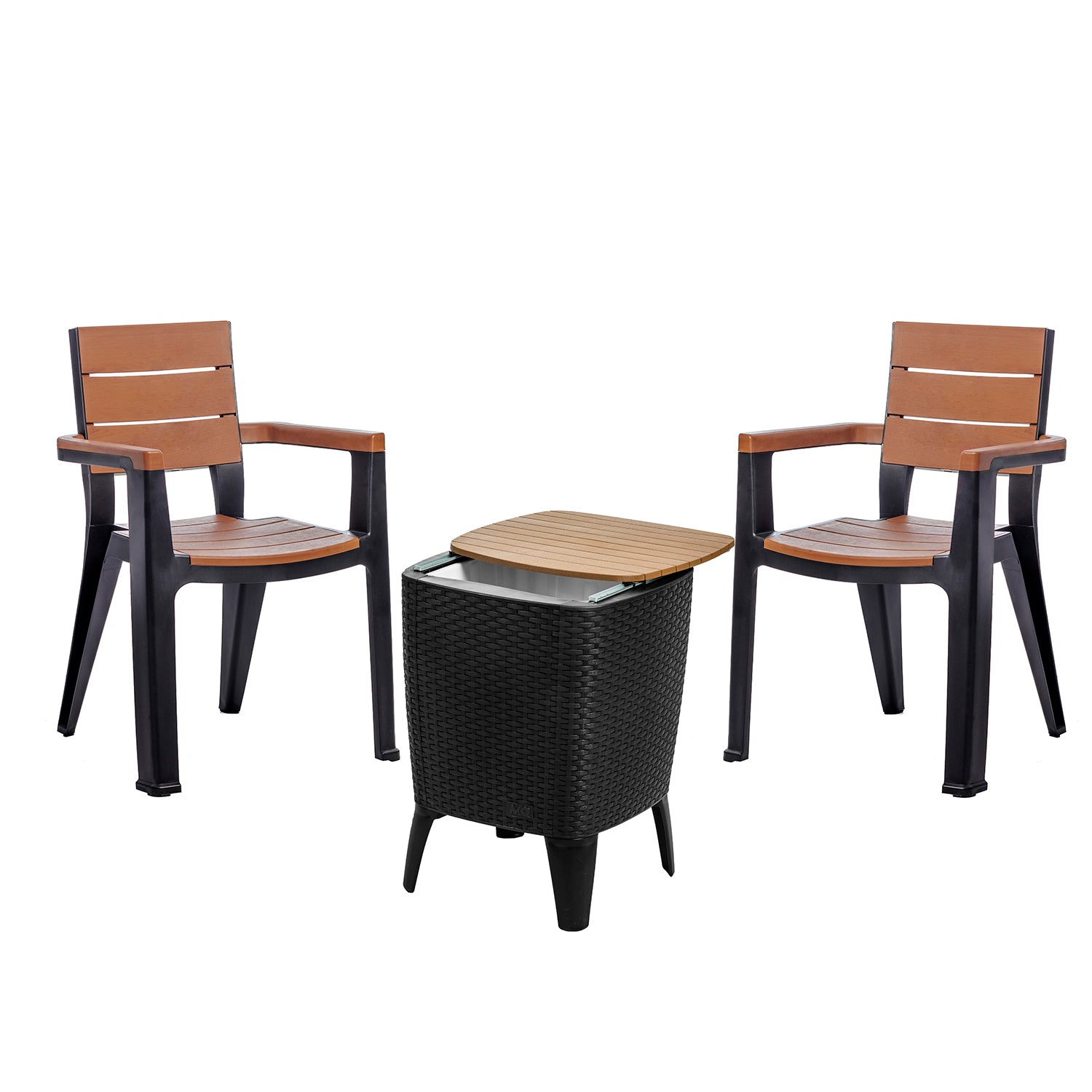 Juego Set X3 Exterior Madeira Tabaco