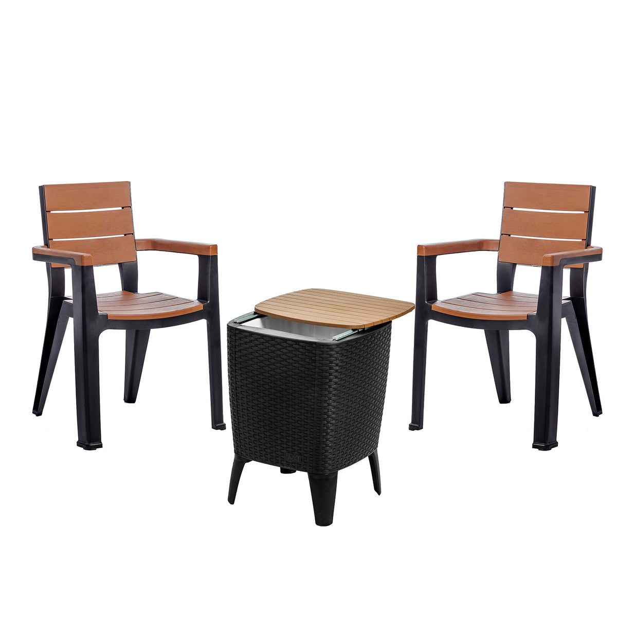Juego Set X3 Exterior Madeira Tabaco