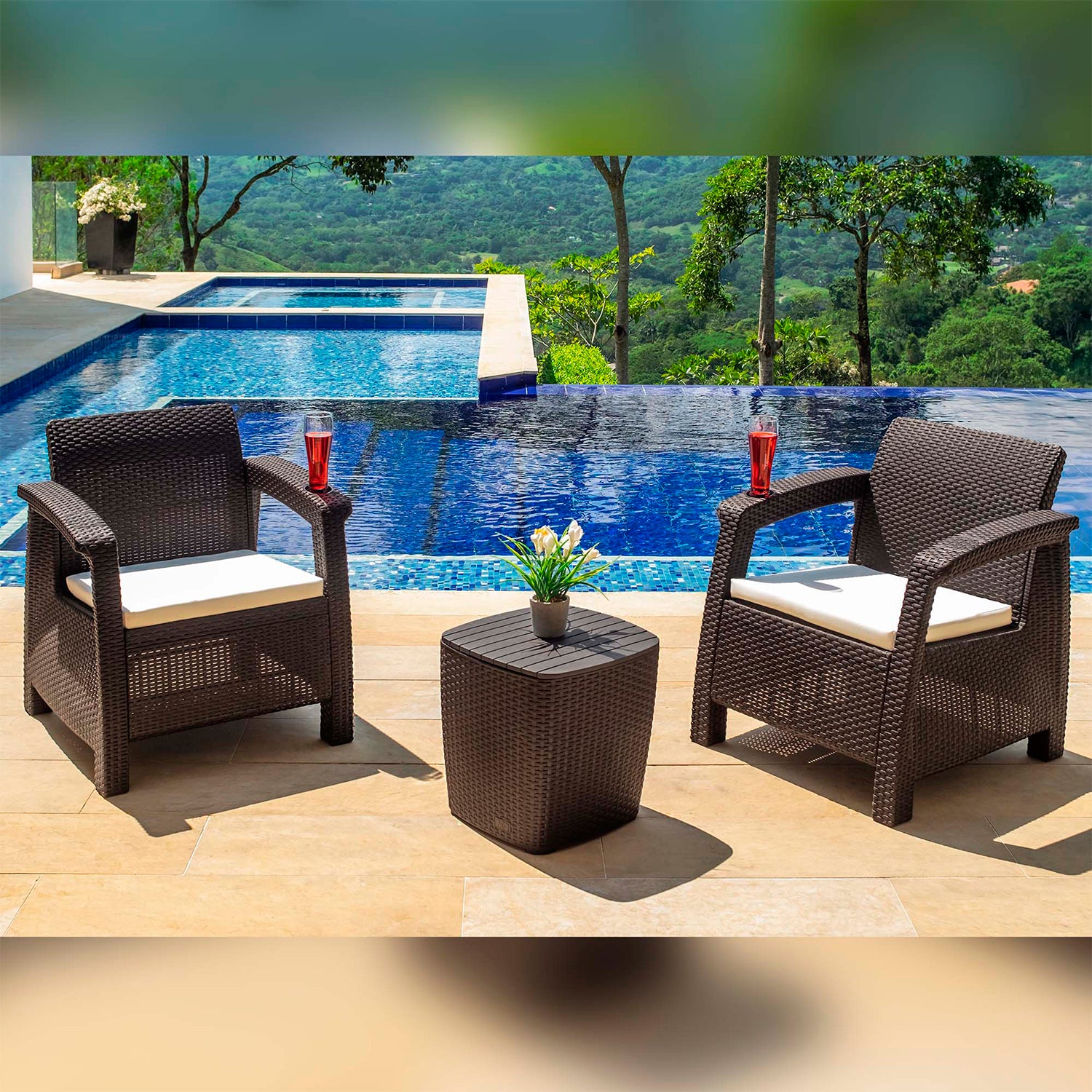 Juego Sala Set X3 Exterior Estar Ferrara Wengue