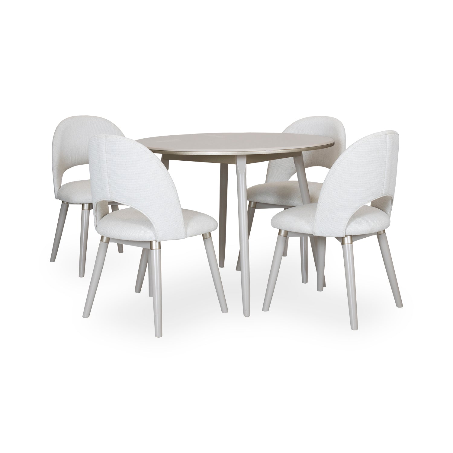 Comedor 4 Puestos Clara Microfibra Houston Beige, Crema