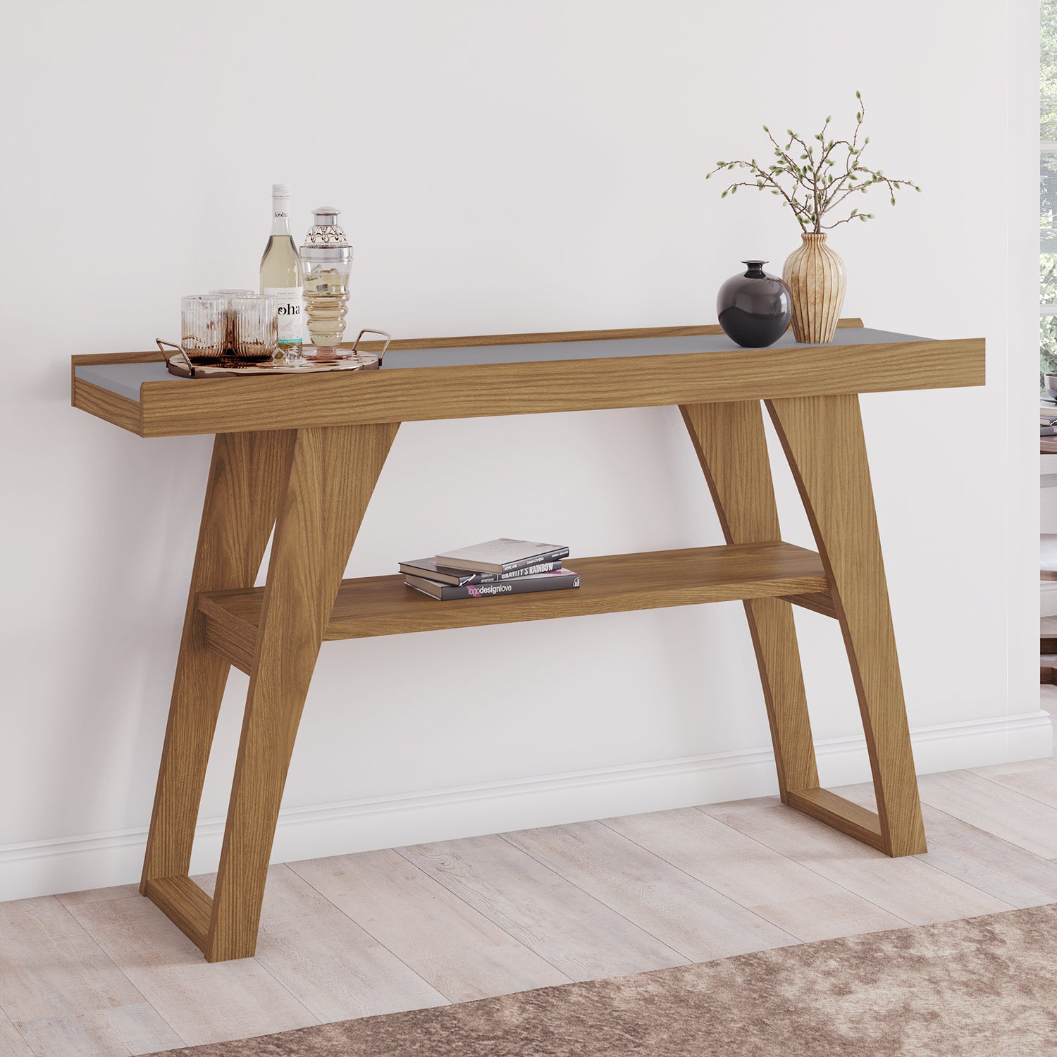 Consola Hannah Natural,Gris