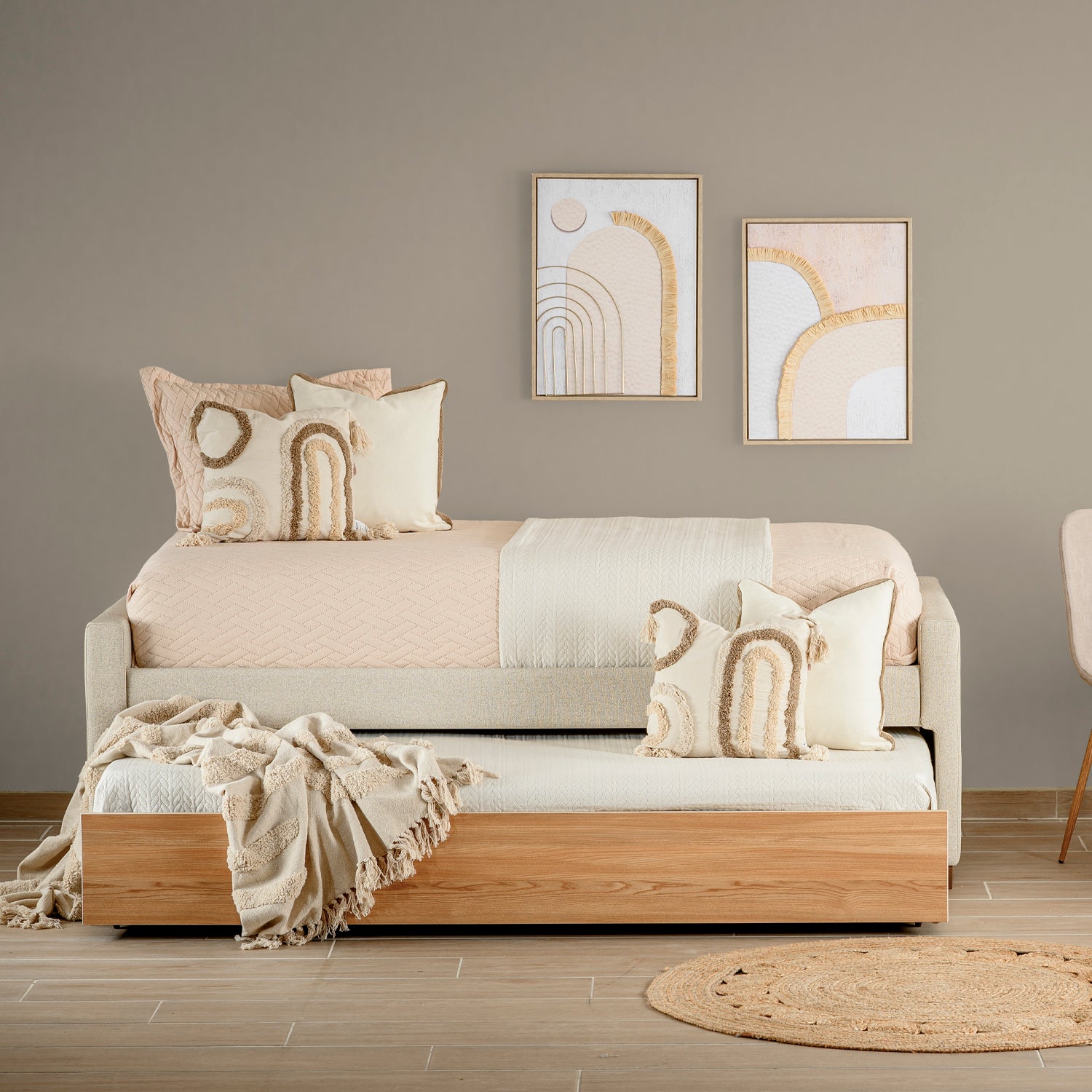 Cama Nido 1.00 Malta Eurolino Beige, Natural