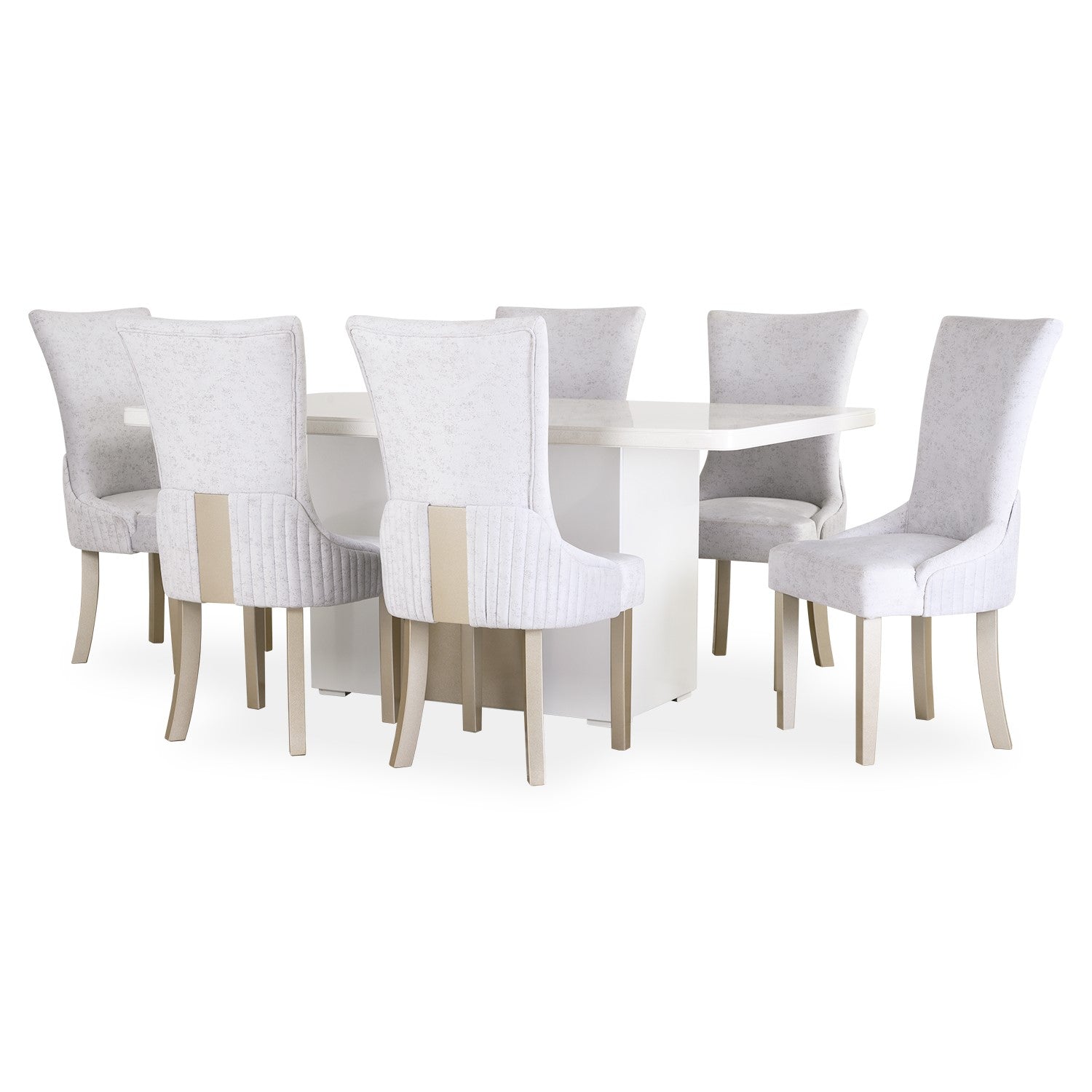 Comedor 6 Puestos Roma Velvet Eleganza Plata, Champaña
