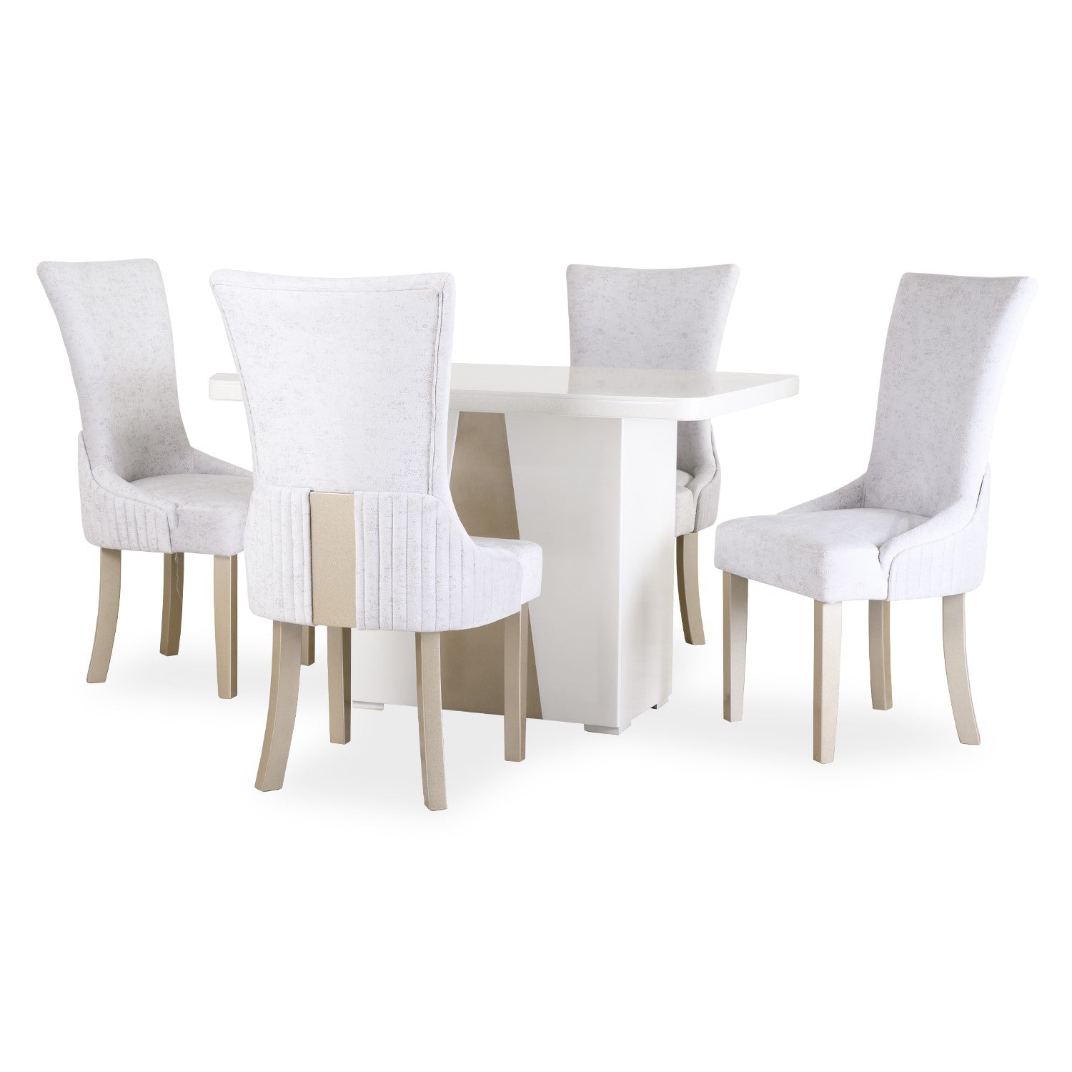 Comedor 4 Puestos Roma Velvet Eleganza Plata, Champana