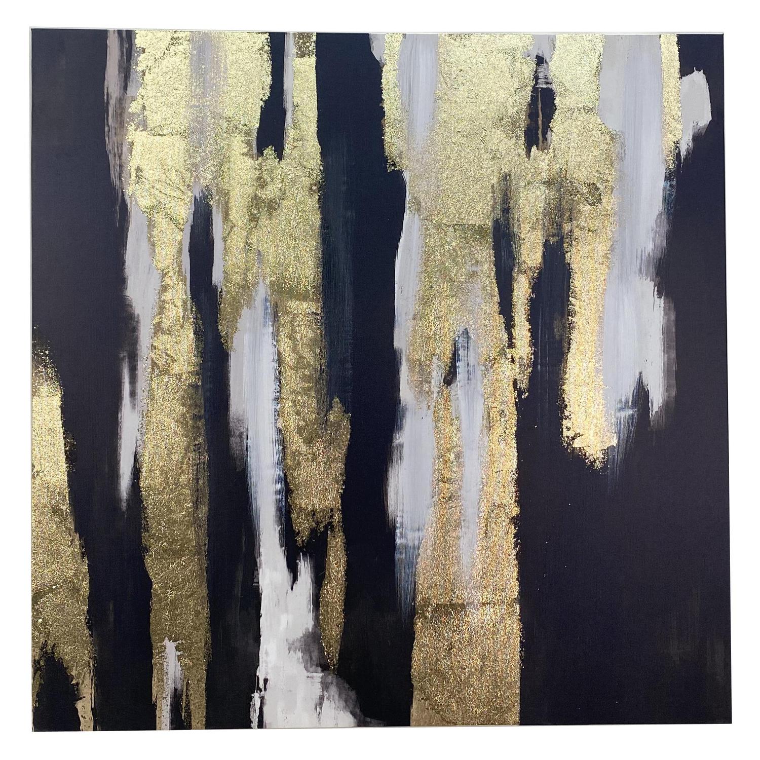 Cuadro Decorativo 80X80X3.7Cm Oro, Negro Abstract