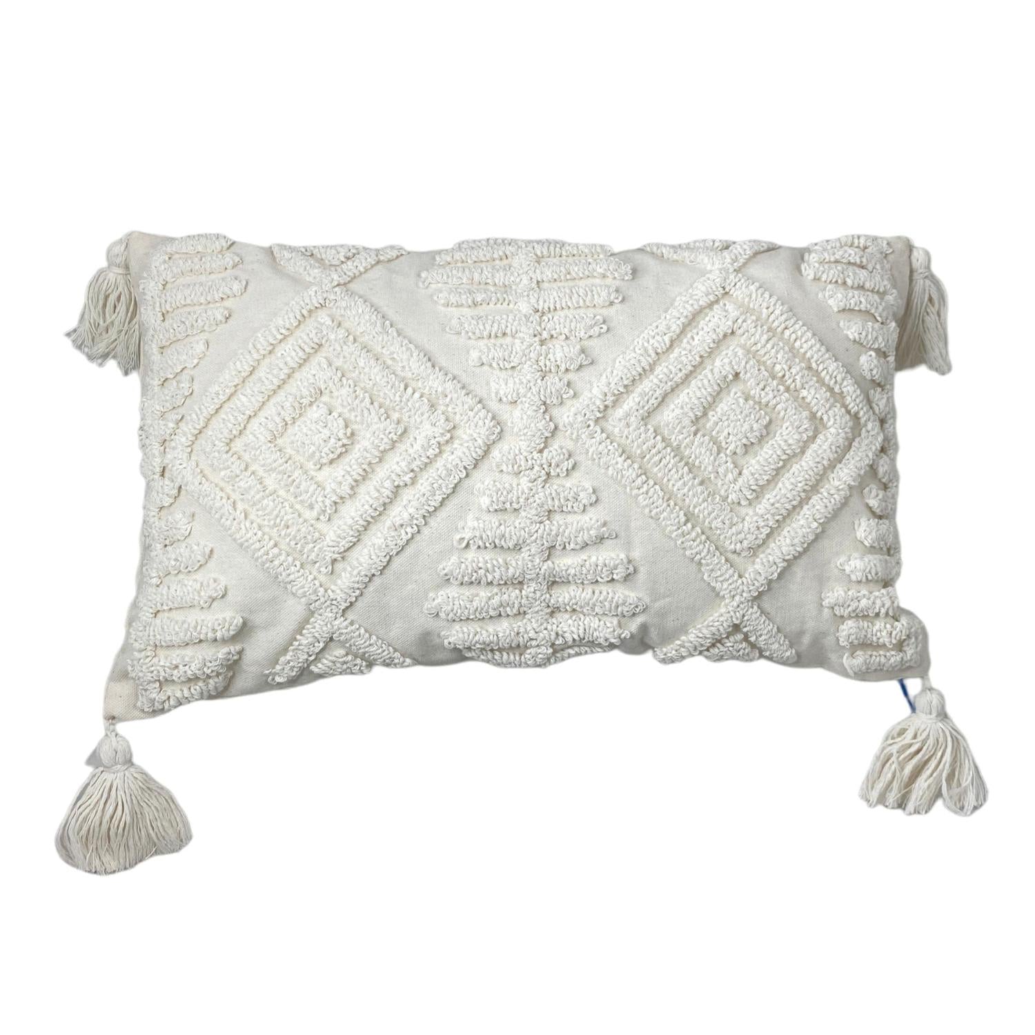 Funda Cojín 50X30 Blanco Boho Kidney