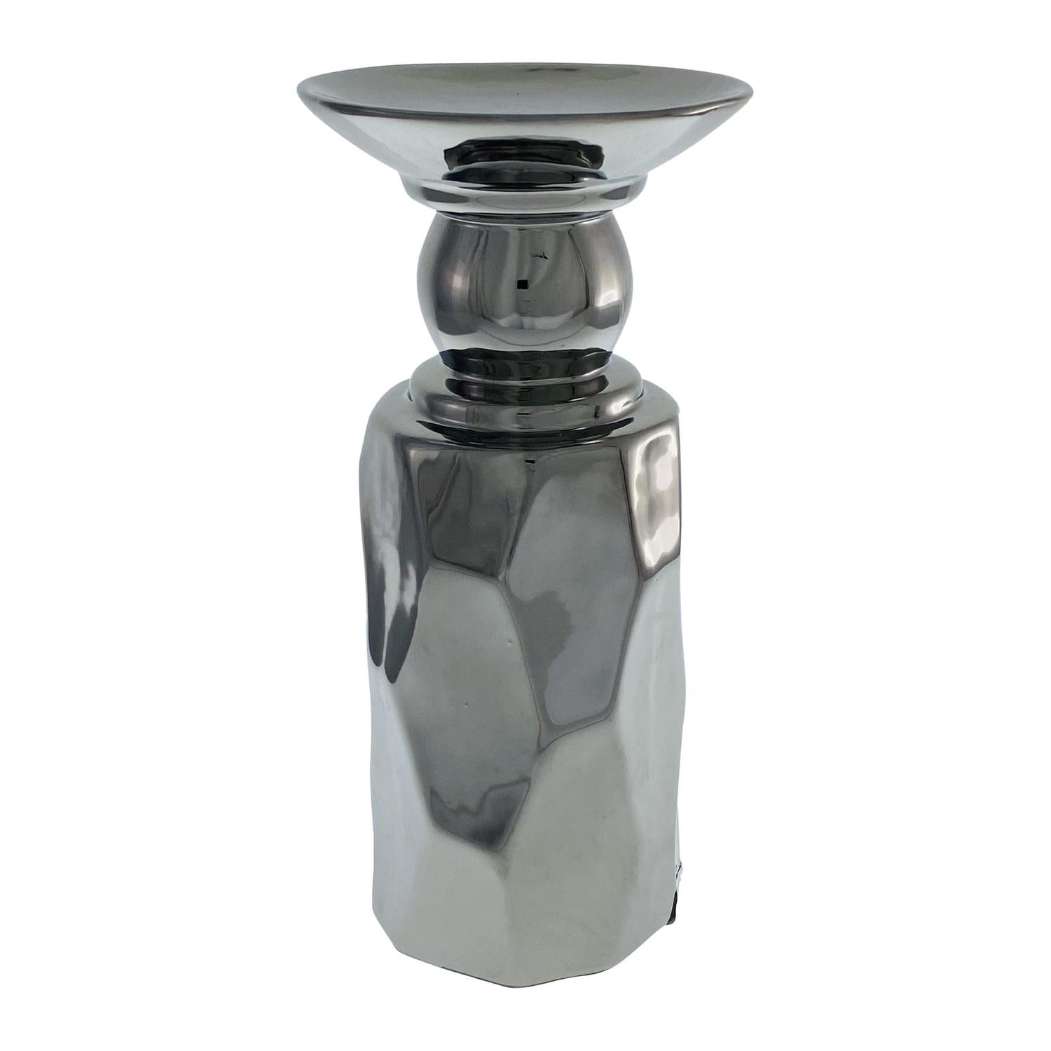 Candelabro 11.5X11.5X24 Plata Geometric