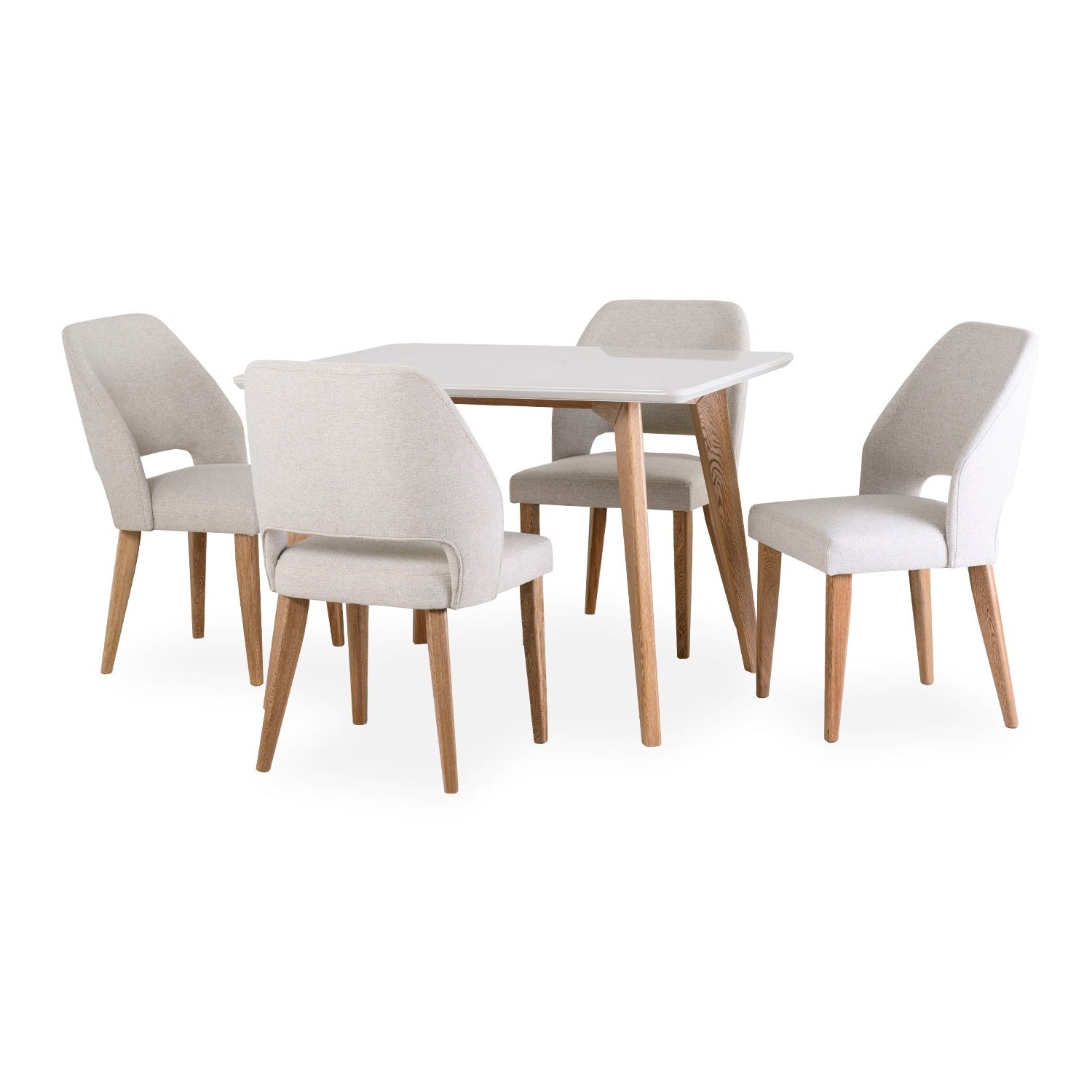 Comedor 4 Puestos Camille Lino Verona Beige, Cubierta Natural