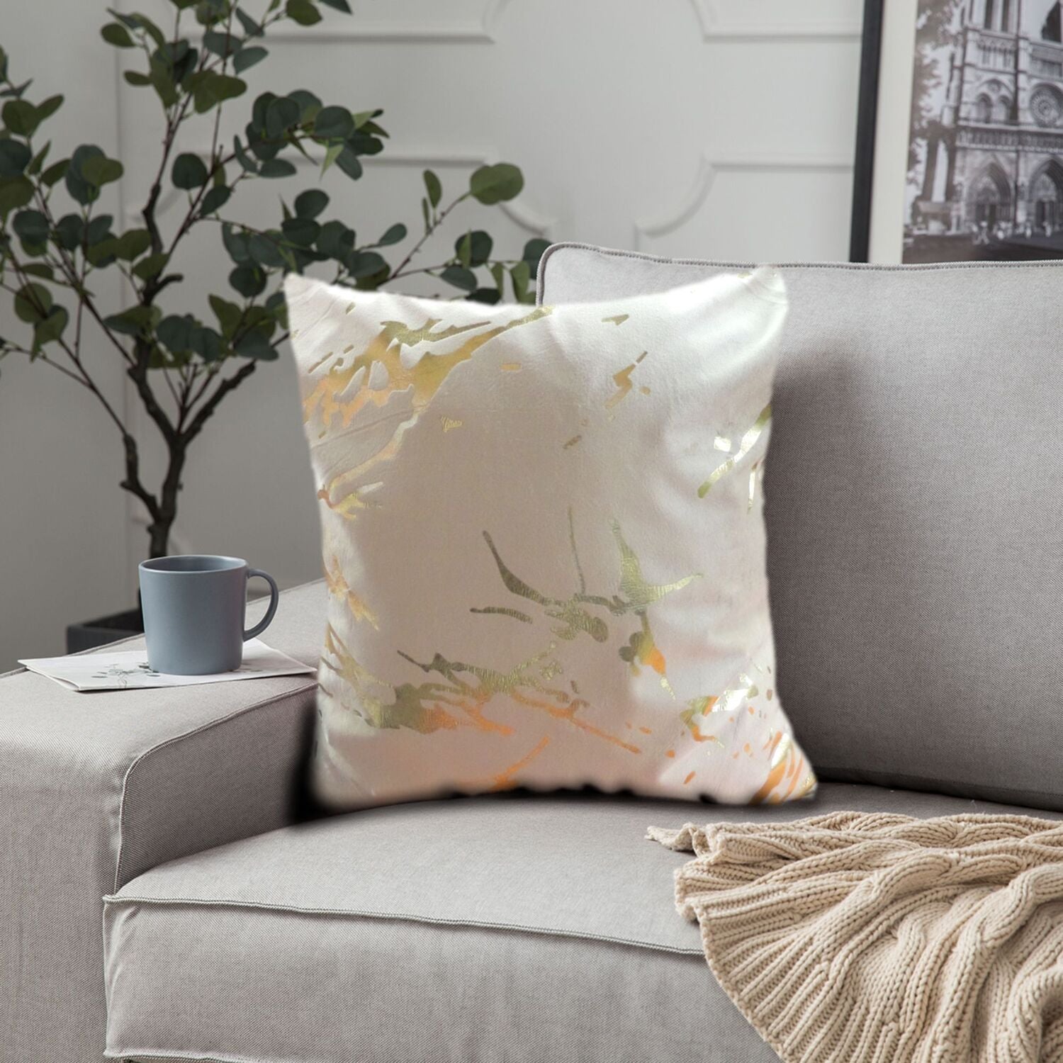 Cojin 45X45 Beige Soft Foil 500