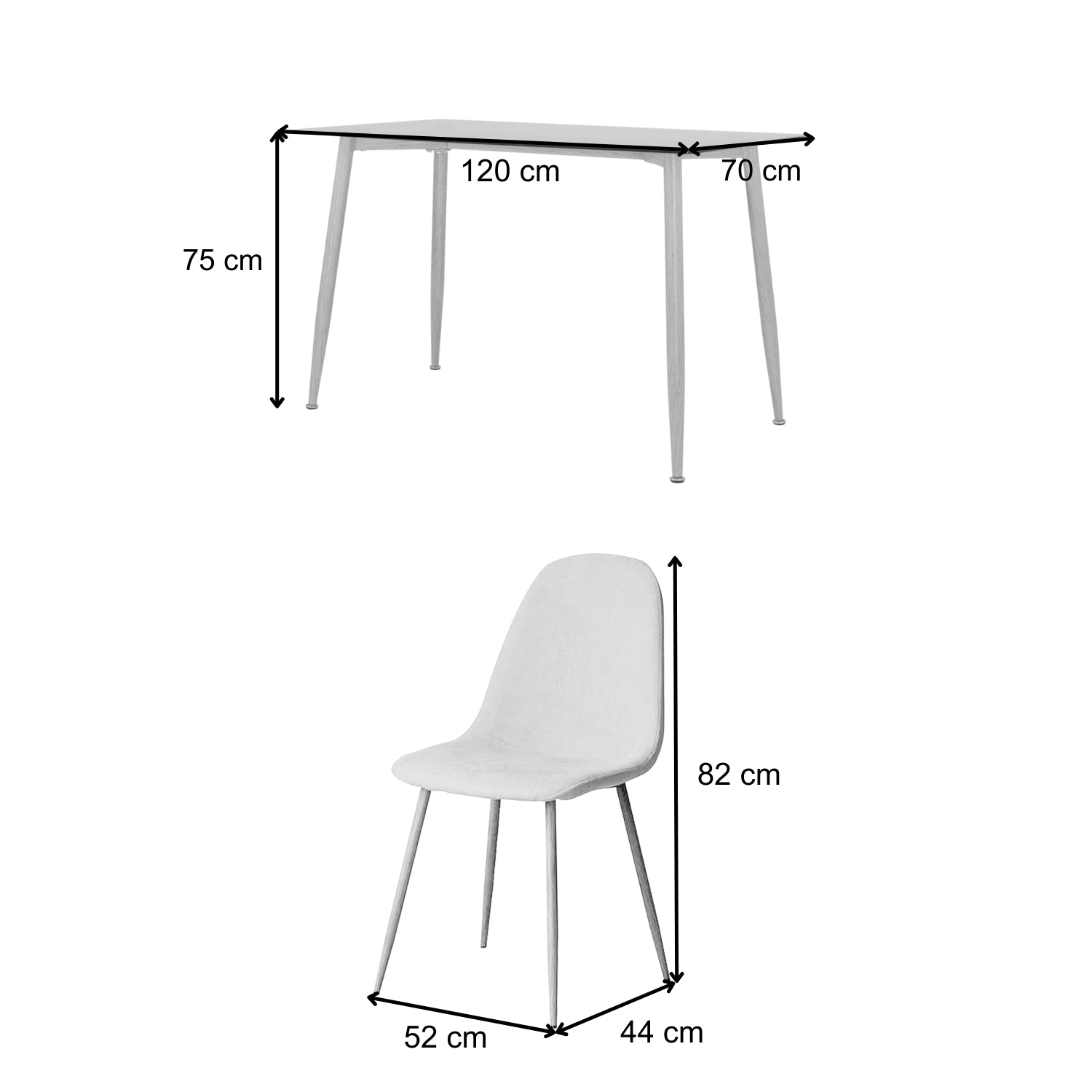 Comedor 4 Puestos Harrison Microfibra Taupe, Natural