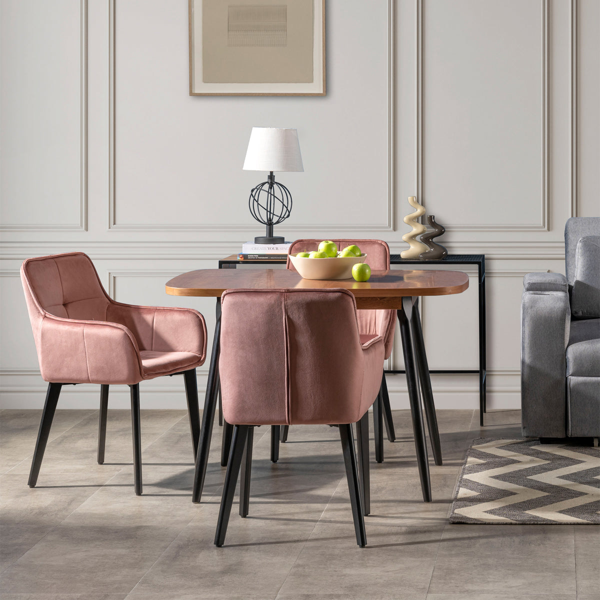 Mesa Comedor 4 Puestos Alina Natural, Negro