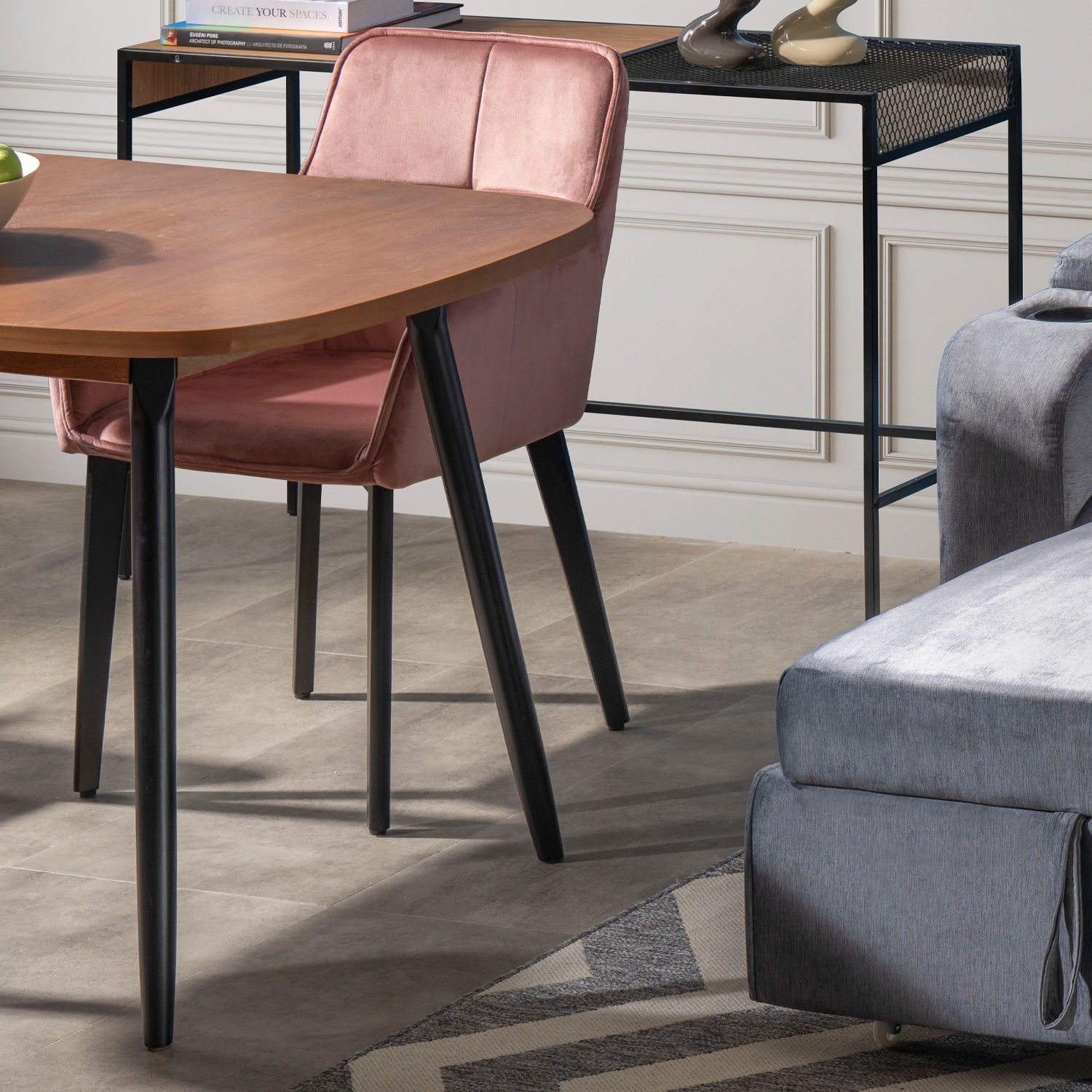 Mesa Comedor 6 Puestos Alina Natural, Negro