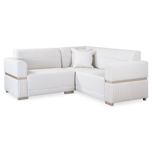 Sofá en L Dhara Eurolino Blanco Puro, Champaña