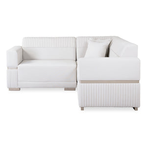 Sofá en L Dhara Eurolino Blanco Puro, Champaña