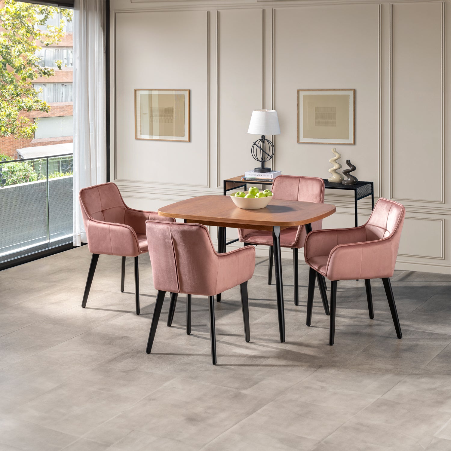 Mesa Comedor 4 Puestos Alina Natural, Negro
