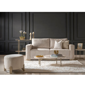 Sofá 2 Puestos Victoria Velvet Luxury Sand, Champaña