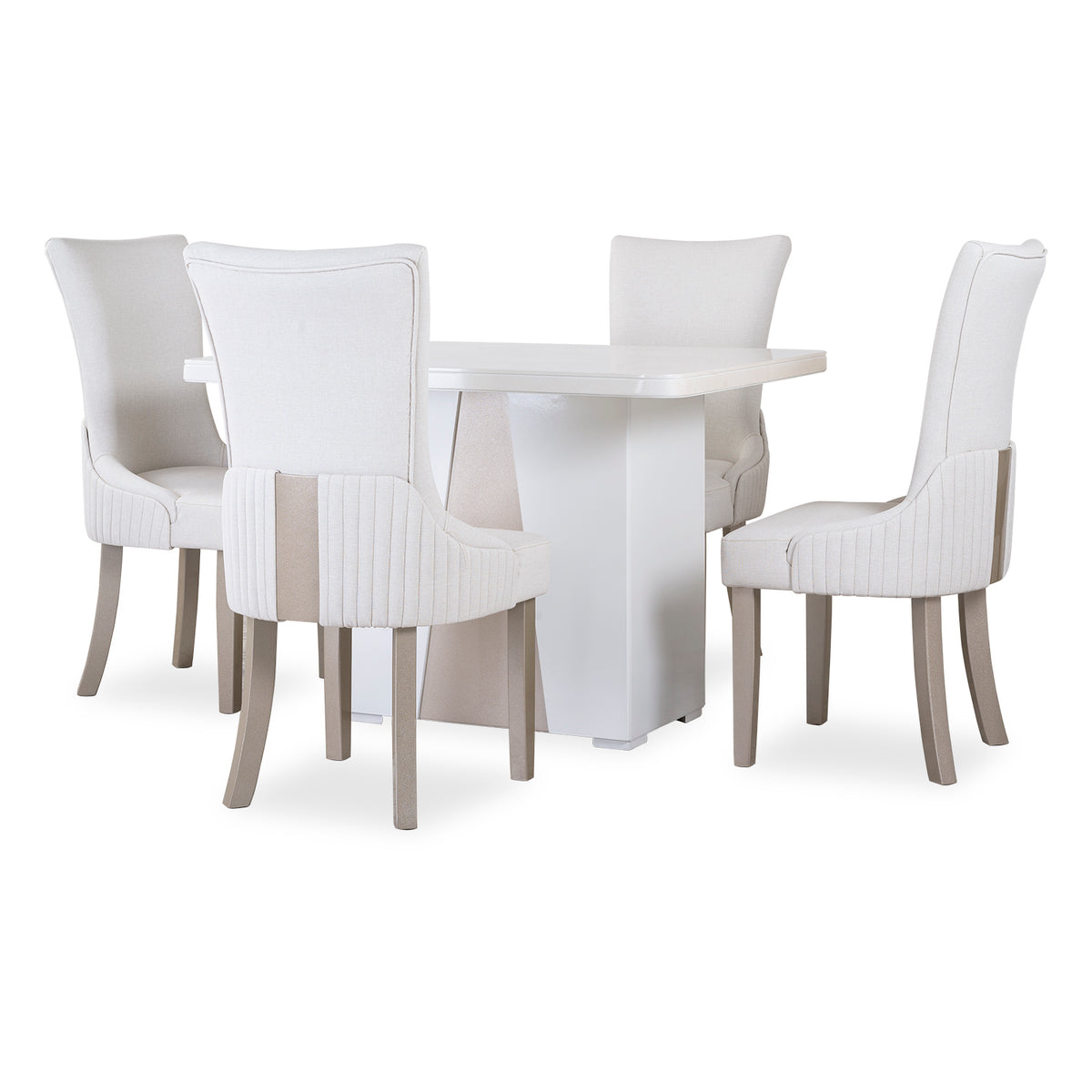 Comedor 4 Puestos Roma Eurolino Blanco Puro, Champaña
