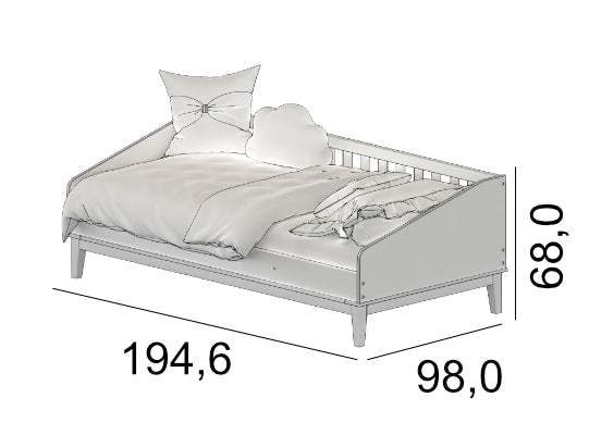 Cama 0.90 Tivoly Gris, Natural Almendra