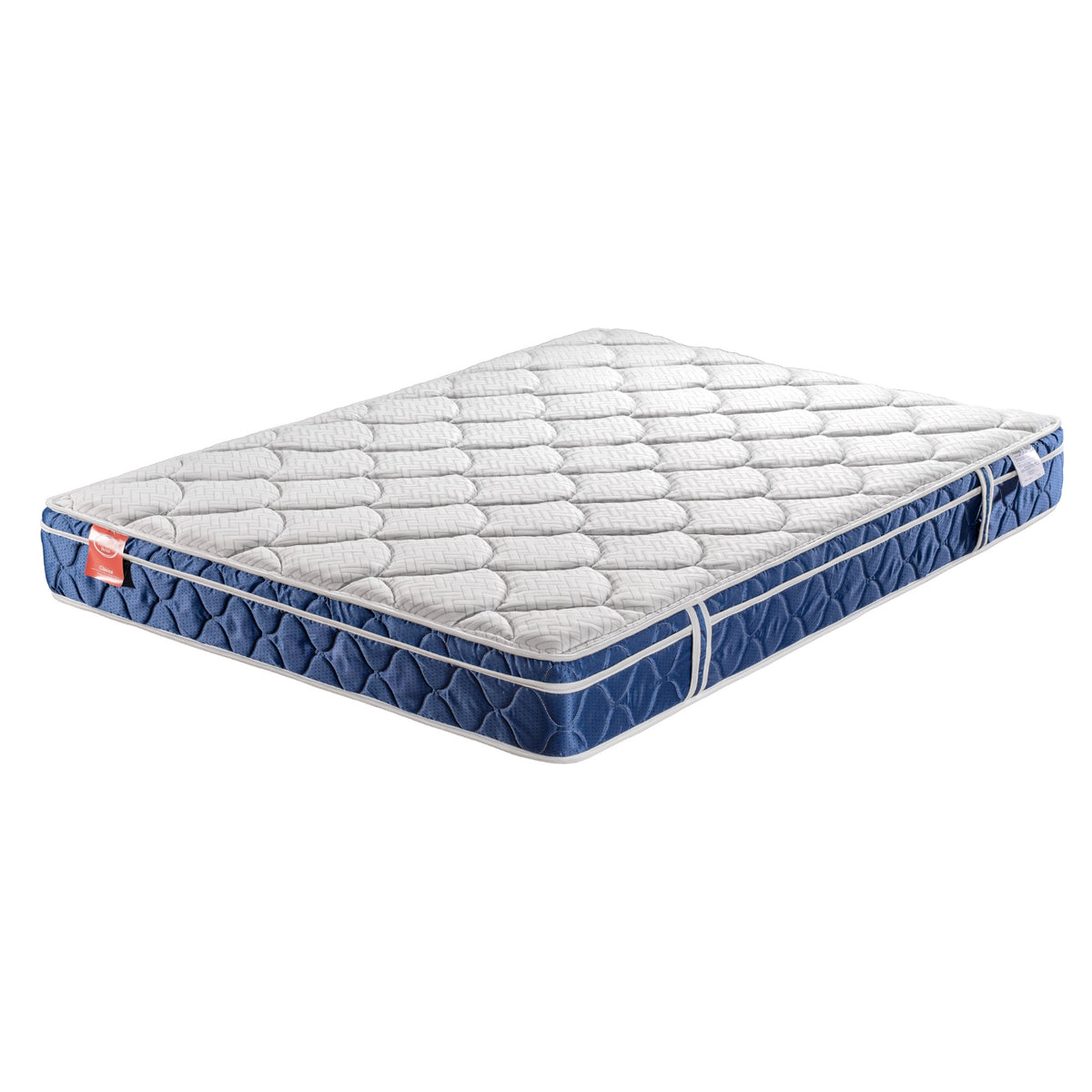 Combo Cama Doble Tokyo Gris, Natural + 2 Nocheros Donny + Colchón Horizon Soft