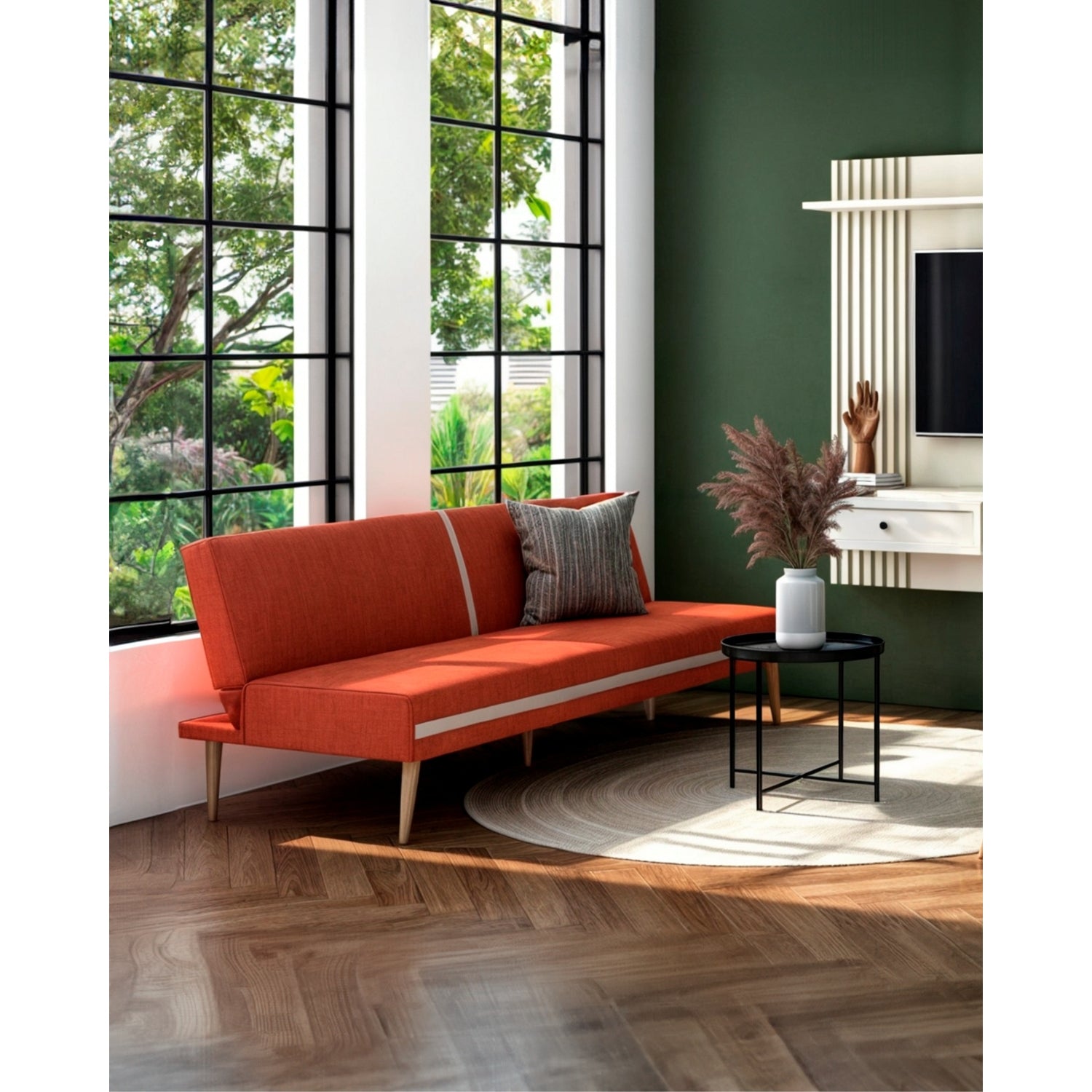 Combo Panel de Tv Alany 180X169X32 Off White, Natural + Sofacama Axxis Malaya Terra, Natural
