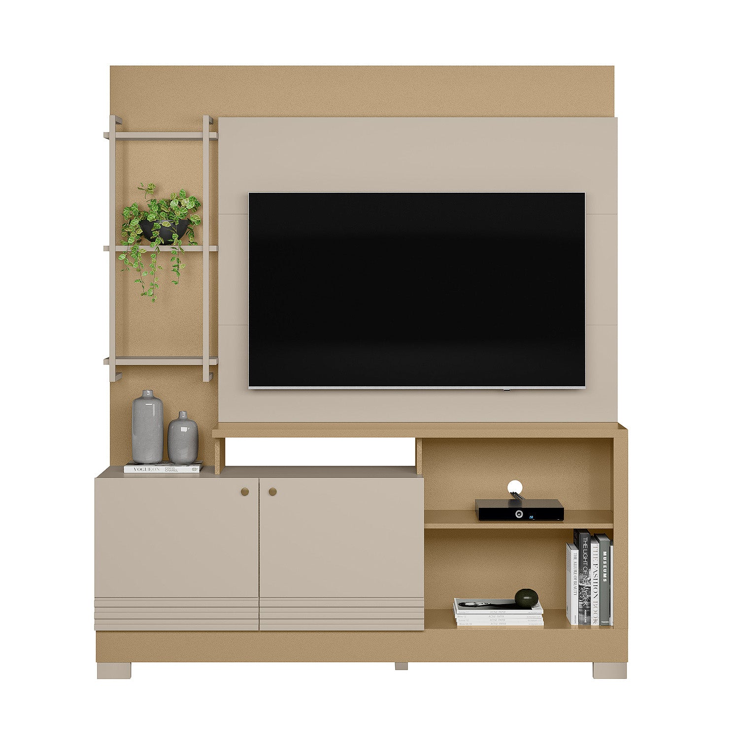Combo Centro de Entretenimiento 160X187X39 Malaga Offwhite, Champaña + Silla Reclinable Minoti Atlas Marmol Mecedora, Giratoria