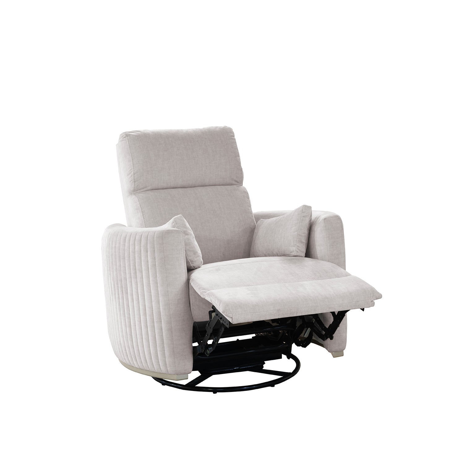 Combo Centro de Entretenimiento 160X187X39 Malaga Offwhite, Champaña + Silla Reclinable Minoti Atlas Marmol Mecedora, Giratoria