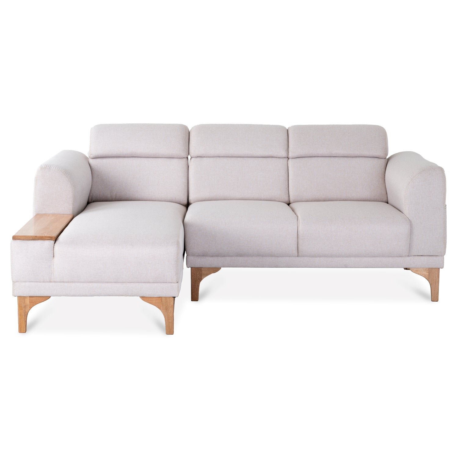 Combo Sala Rinconera Carla Almendra, Natural Izquierda + Comedor 4 Puestos Harrison Taupe, Natural