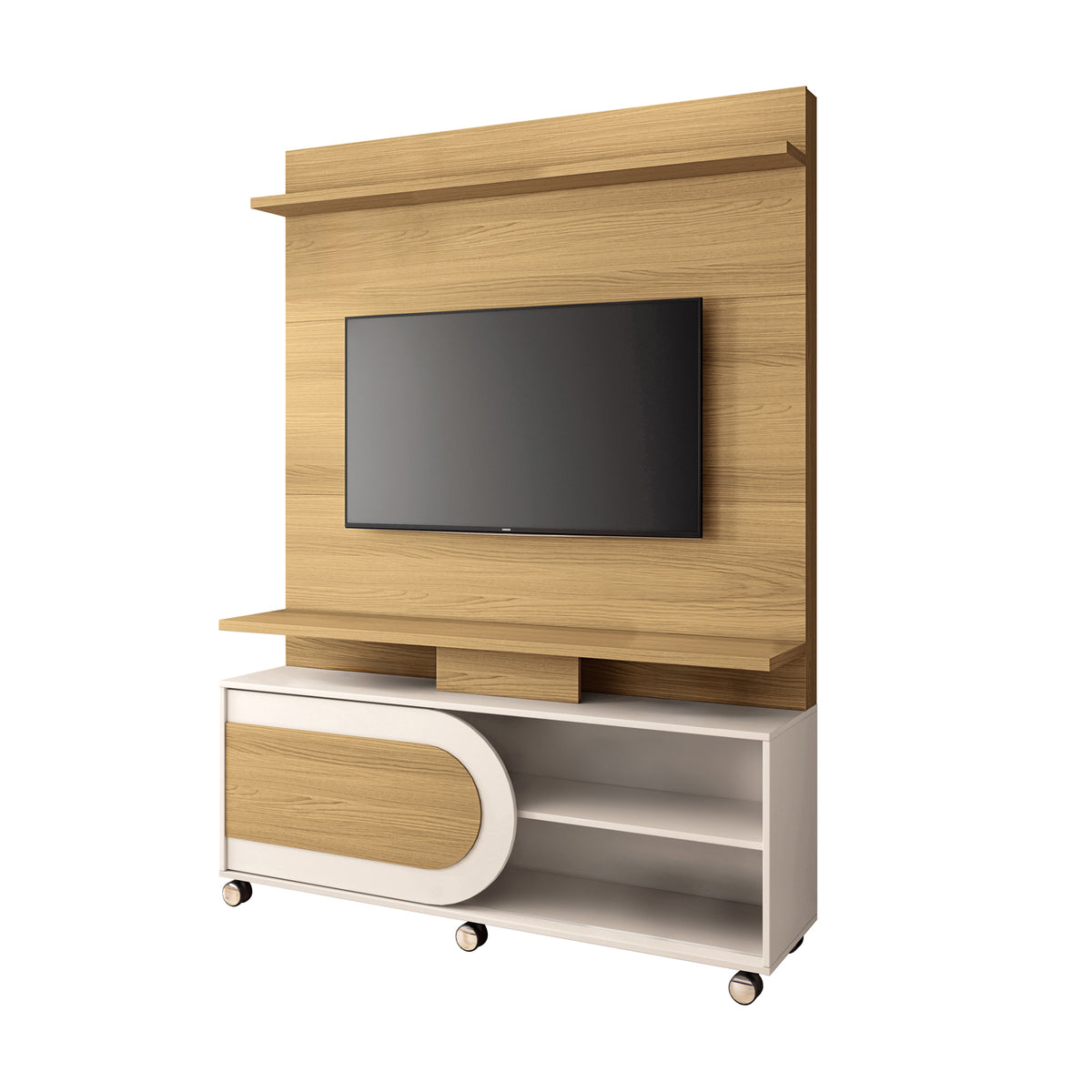 Combo Sala Funcional Fred Icono Taupe, Natural + Centro Entretenimiento Orly 136X190X39 Natural, Offwhite