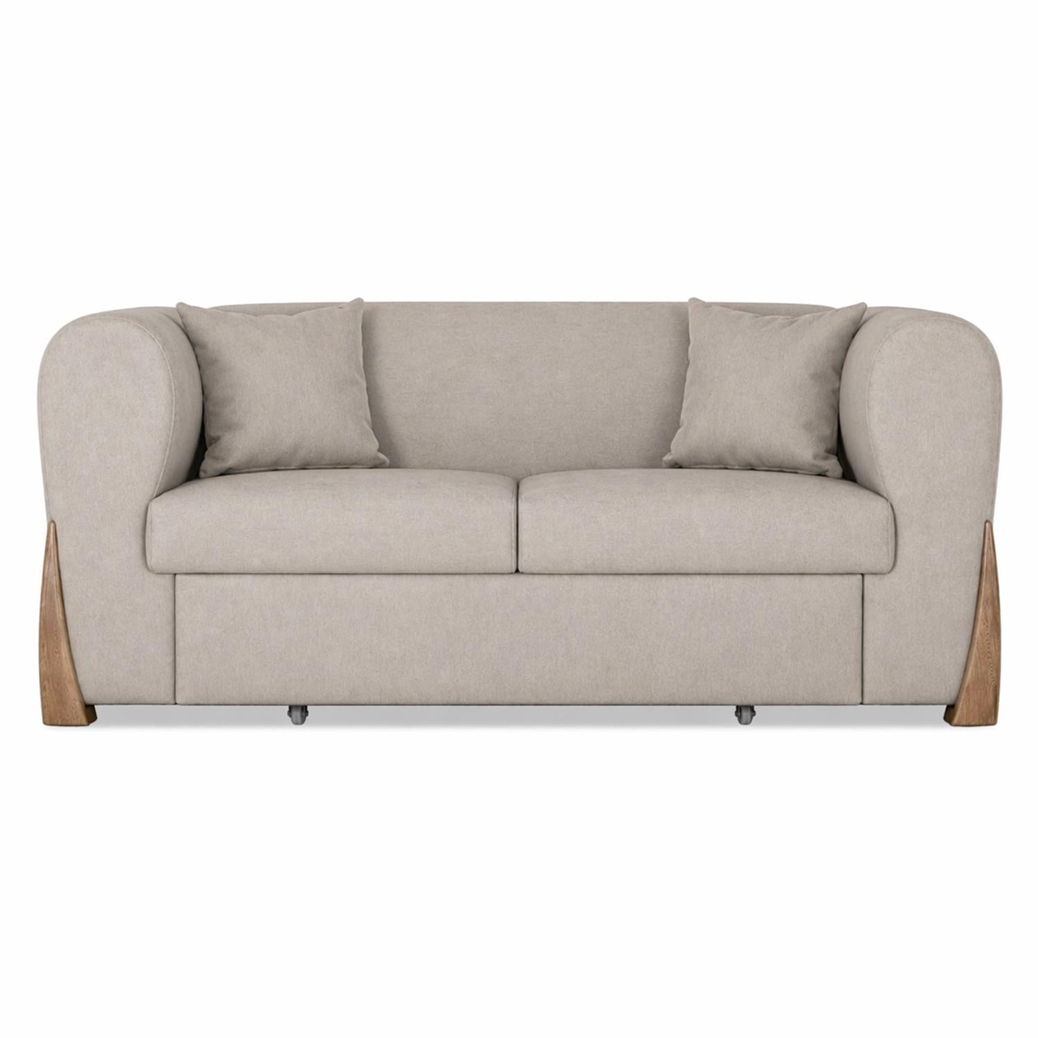 Combo Sofa Cama Bell Impetu Beige, Natural + Panel De Tv Pier 133X132 Offwhite, Natural