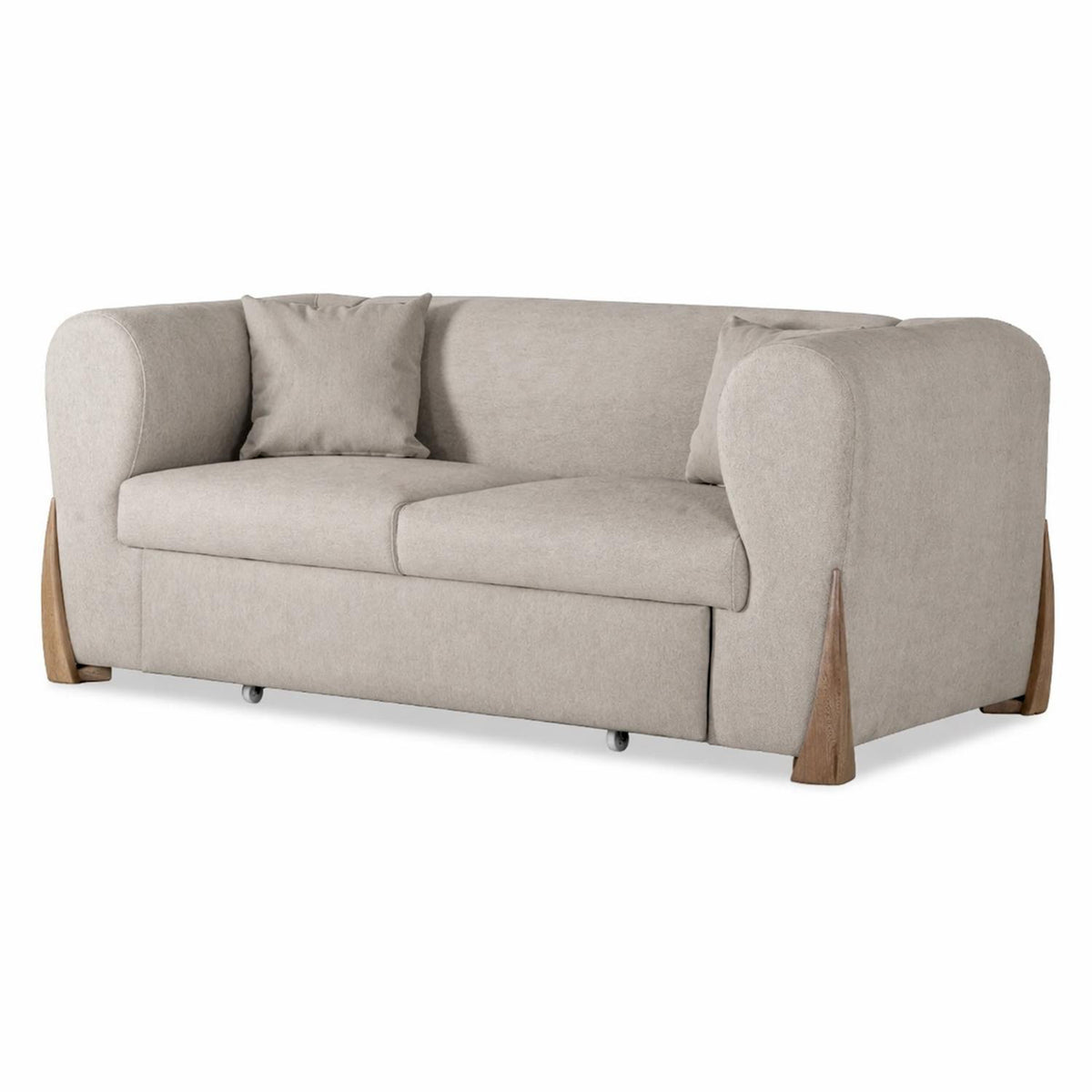 Combo Sofa Cama Bell Impetu Beige, Natural + Panel De Tv Pier 133X132 Offwhite, Natural