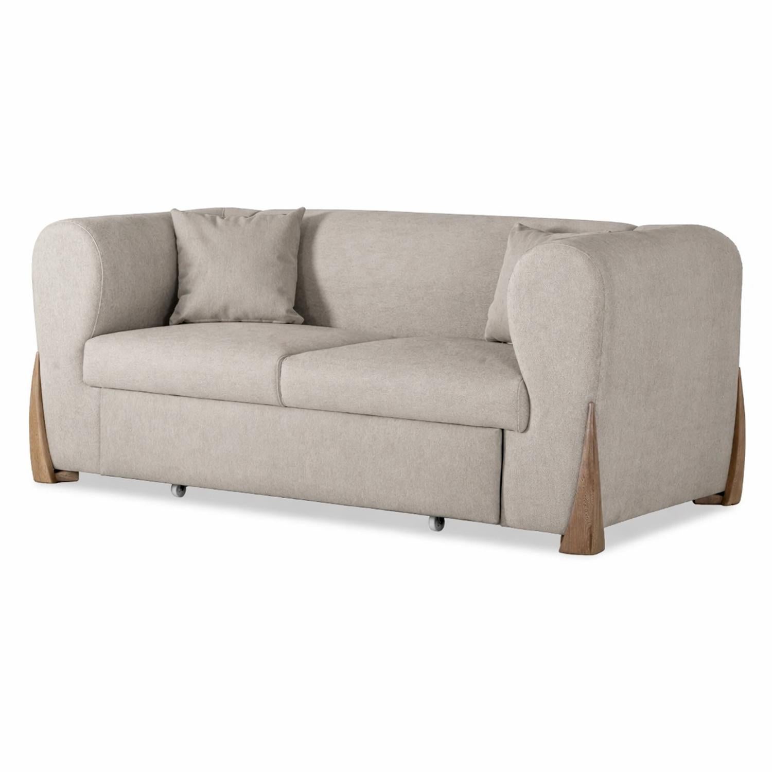 Combo Sofa Cama Bell Impetu Beige, Natural + Panel De Tv Pier 133X132 Offwhite, Natural