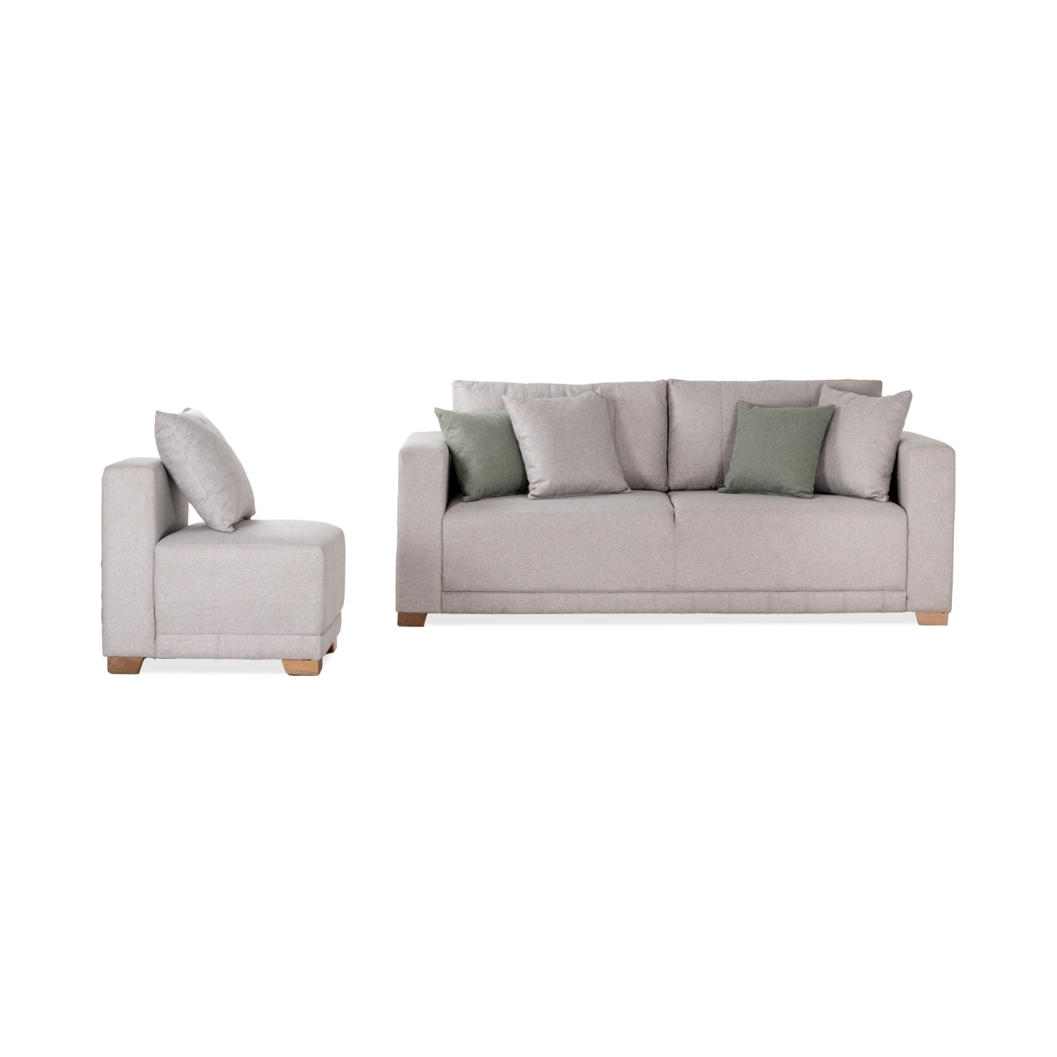 Combo Sala Funcional Andora Icono Almendra, Natural Bd + Comedor 4 Puestos Dousty Taupe, Natural